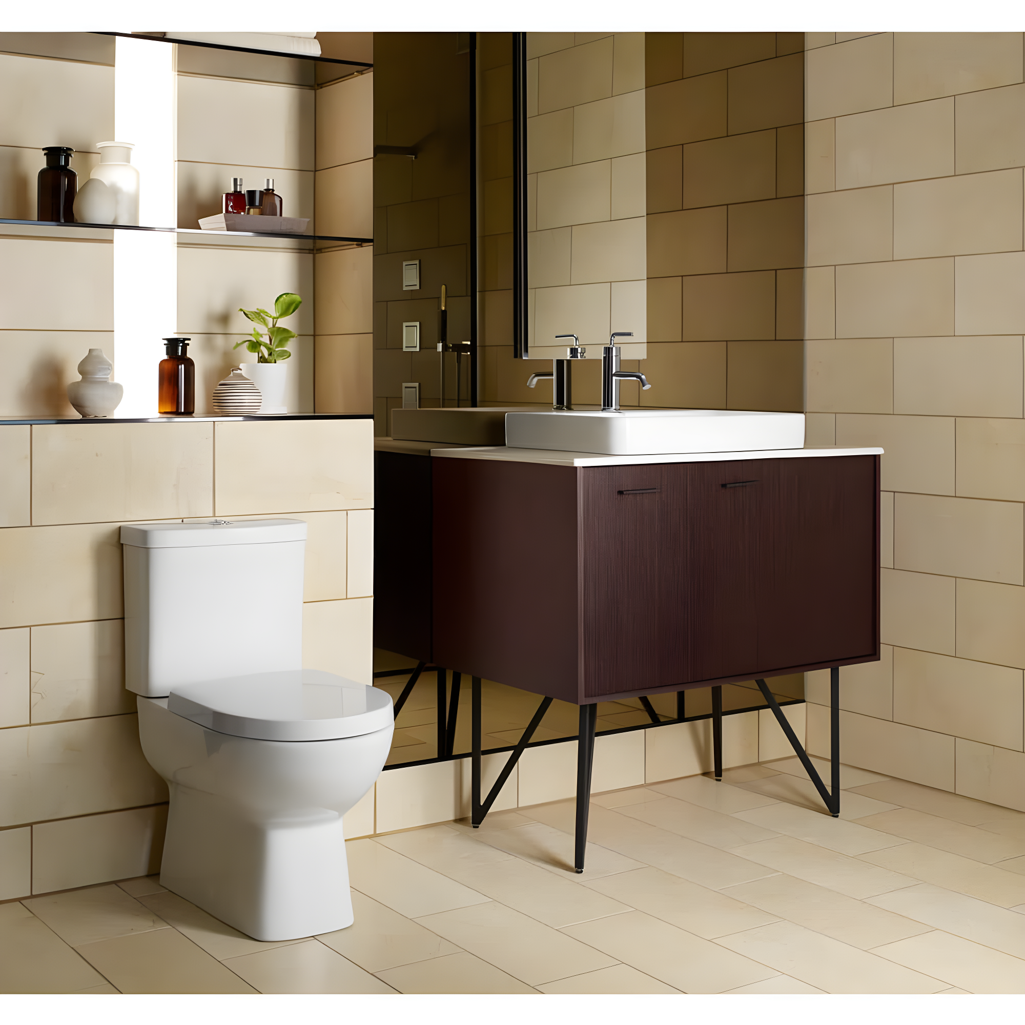 Vox® Vitreous China Rectangular Vessel Bathroom Sink with Overflow