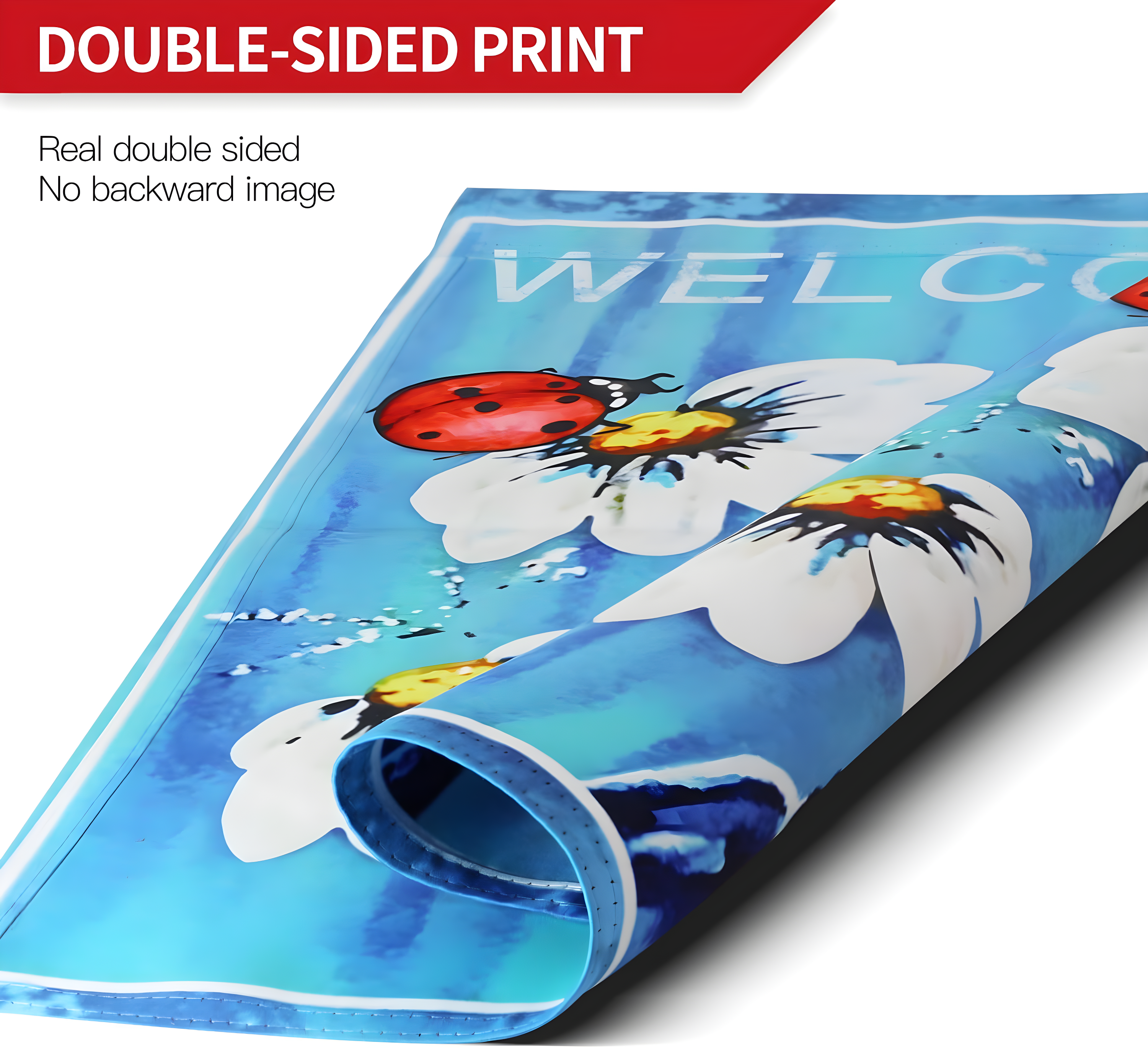 ANLEY Spring Summer Daisy Jar and Ladybug Welcome Garden Flags 18'' H x 12.5''W