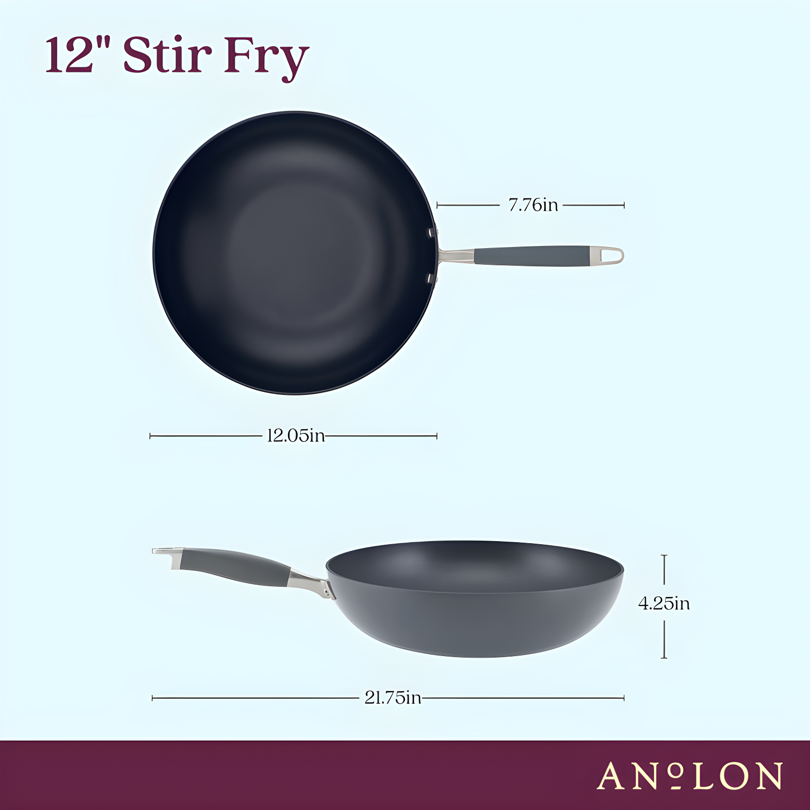 Anolon Anolon Advanced Home Hard Anodized Nonstick Stir Fry Pan / Wok, 12 Inch