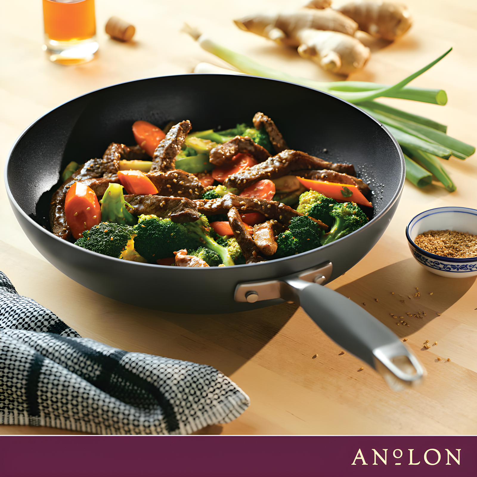 Anolon Anolon Advanced Home Hard Anodized Nonstick Stir Fry Pan / Wok, 12 Inch