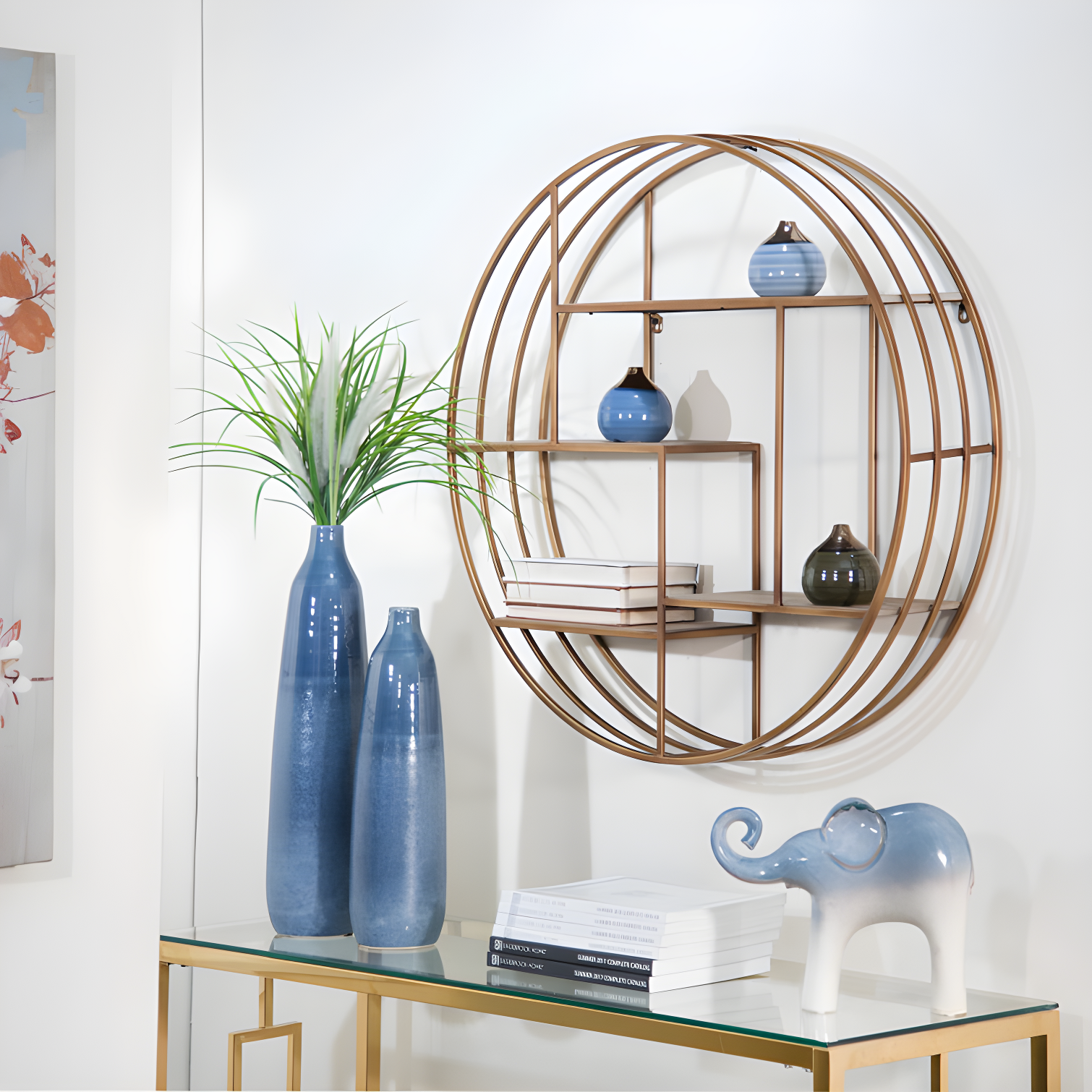 Sagebrook Home Kittle Modern Glam Iron and Wood Wall Storage Shelf