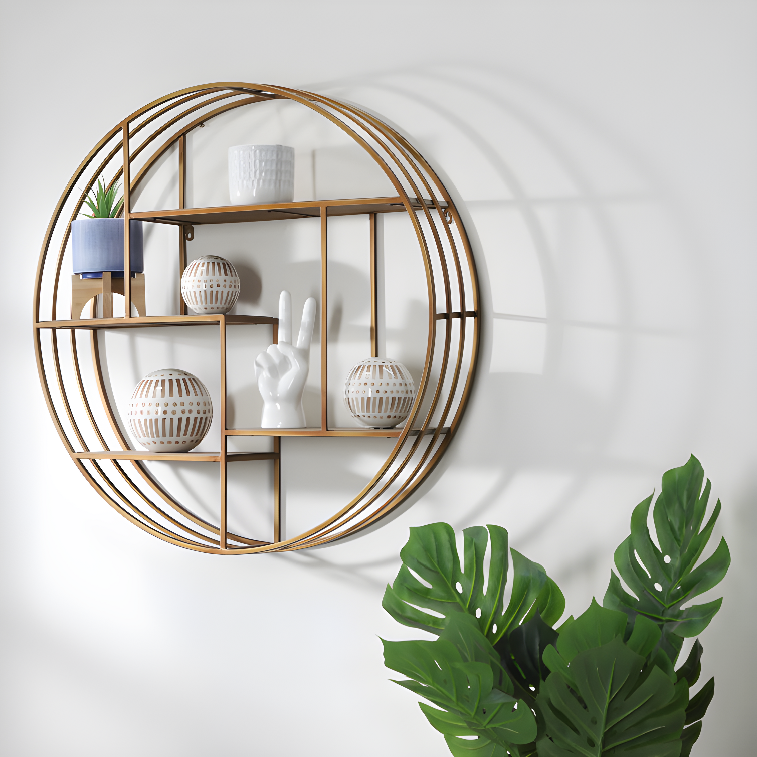 Sagebrook Home Kittle Modern Glam Iron and Wood Wall Storage Shelf