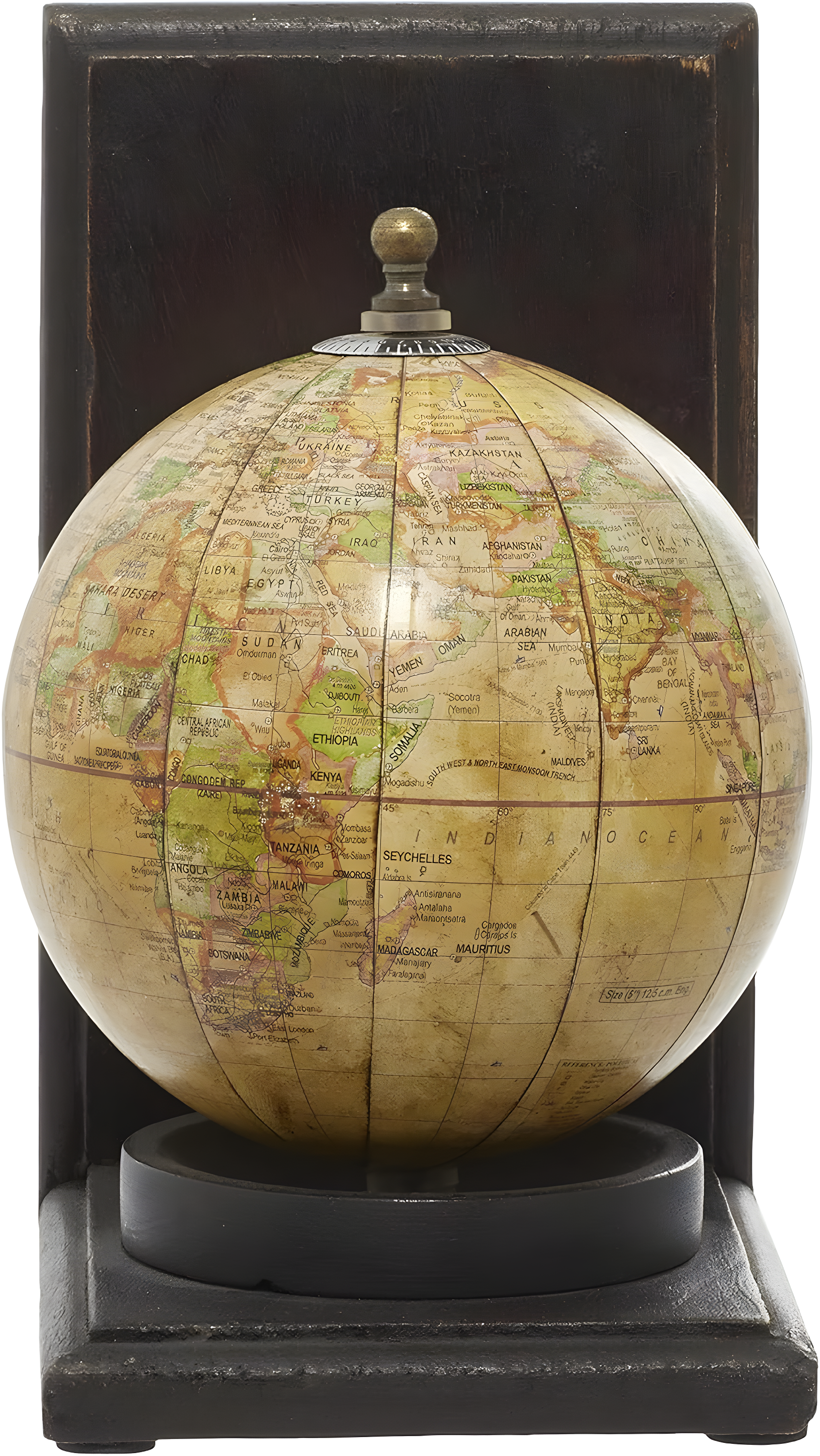 DecMode 6" Globe World Map Brown Wood Bookends (Set of 2)