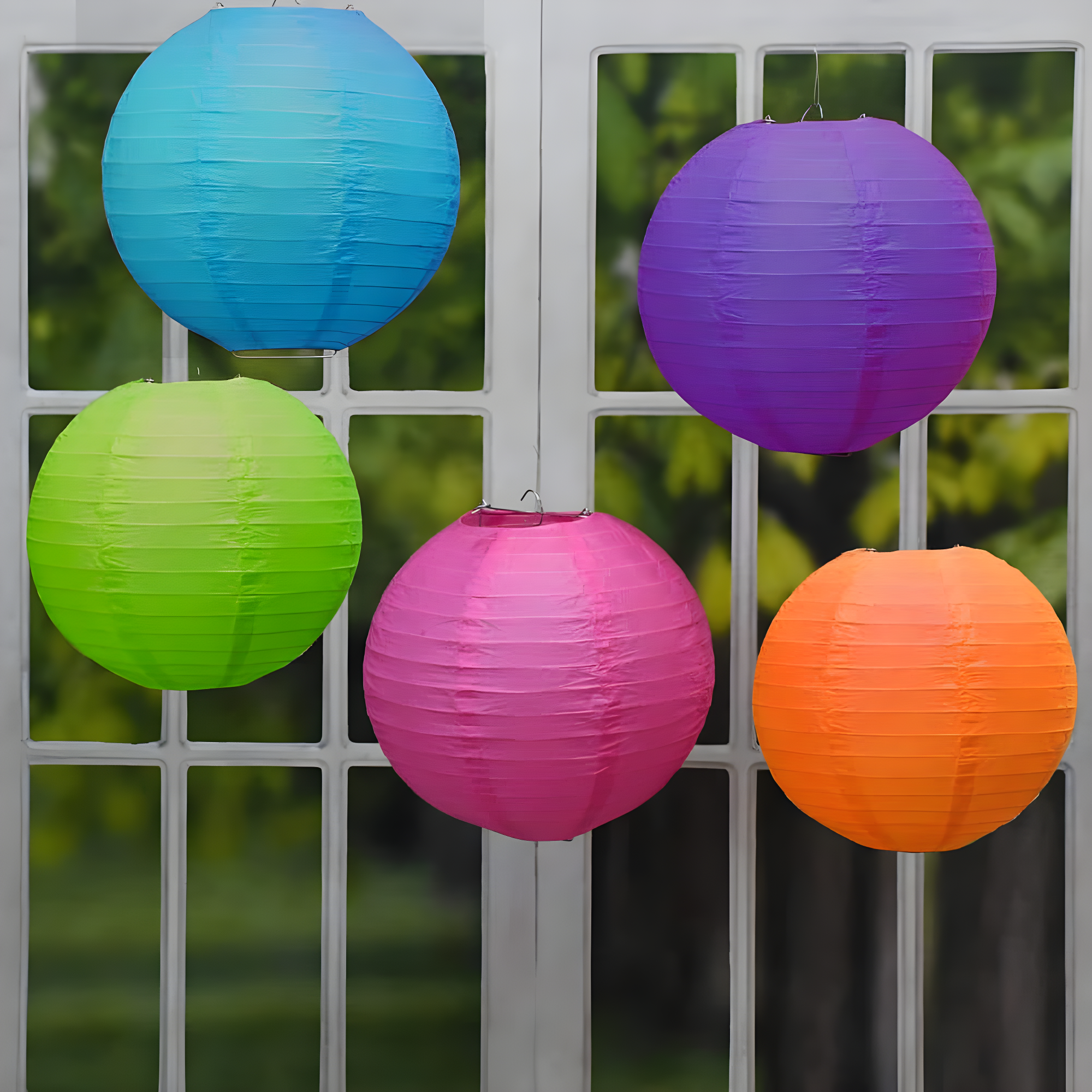 LumaBase Round Paper Lanterns - 5 Count (Set of 5)