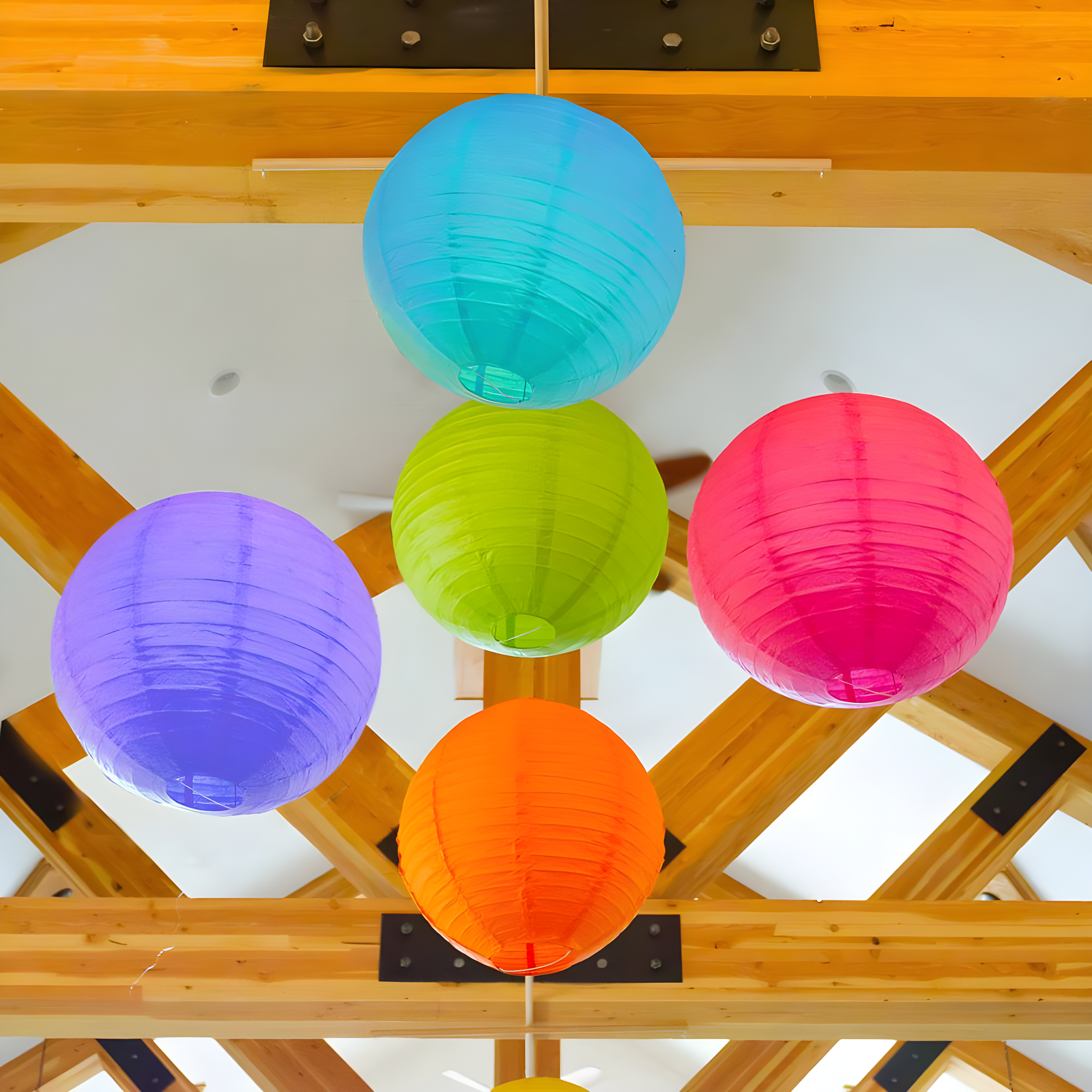 LumaBase Round Paper Lanterns - 5 Count (Set of 5)