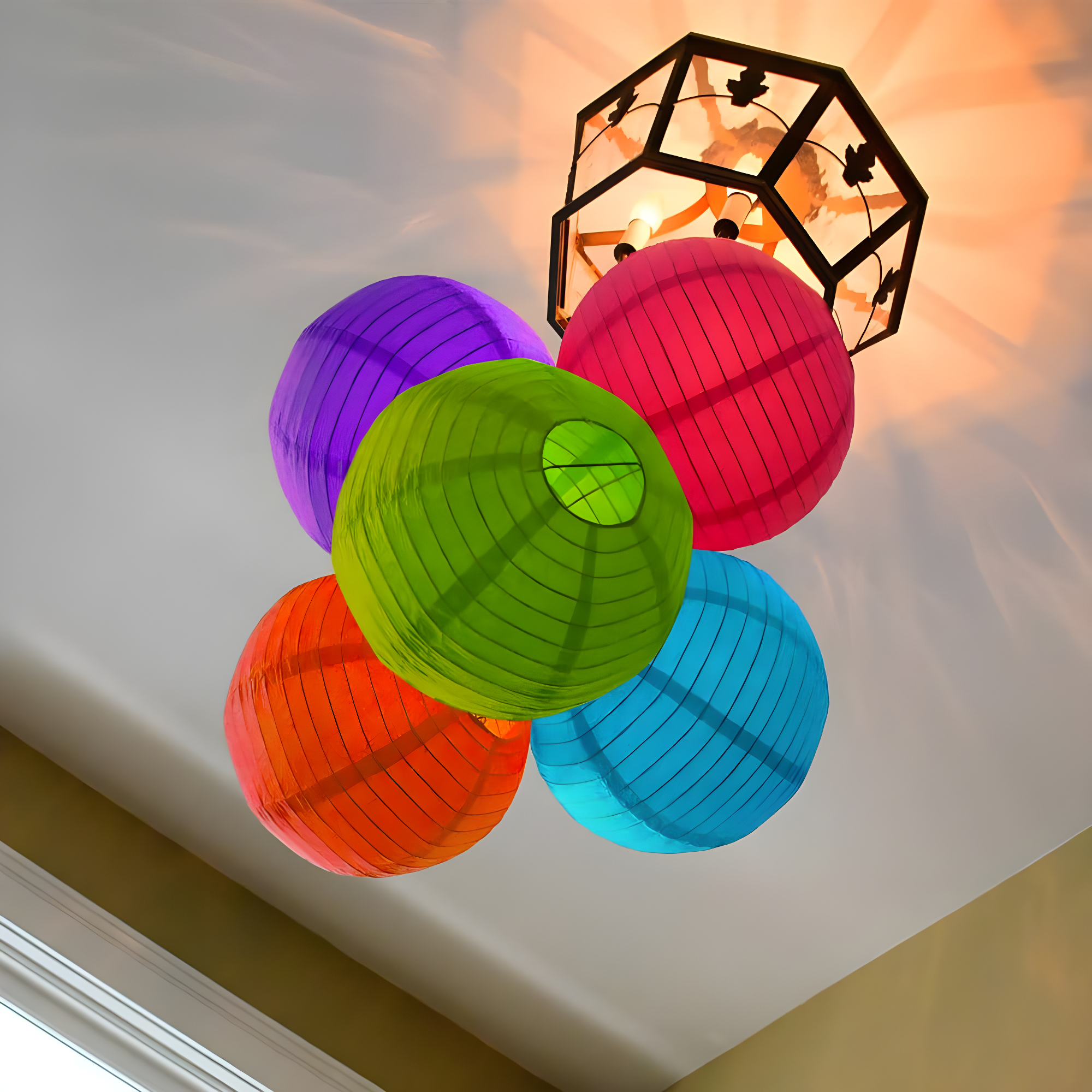LumaBase Round Paper Lanterns - 5 Count (Set of 5)