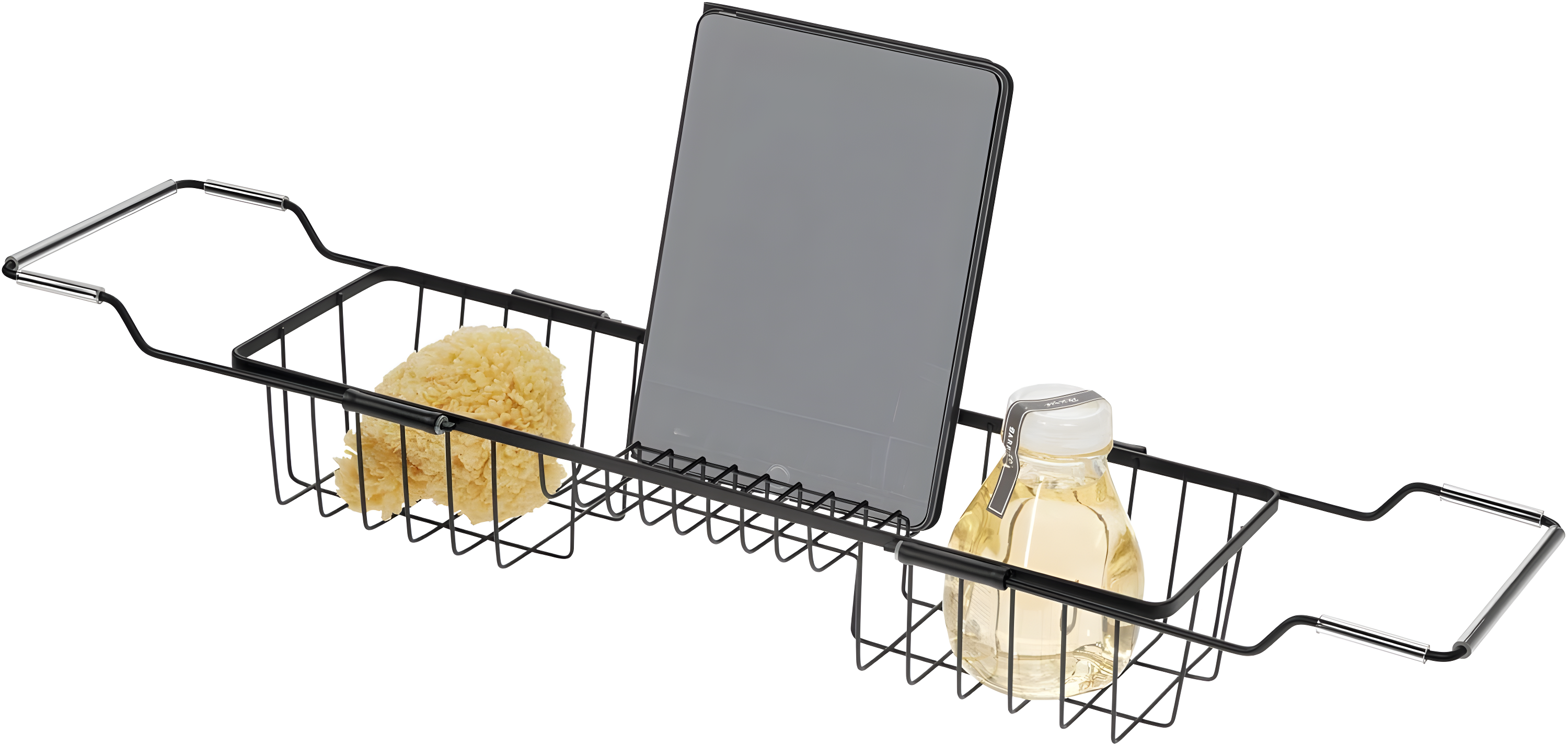 iDesign iDesign Everett Metal Adjustable Over the Tub Caddy 22.55" x 6.7" x 4.41", Matte Black