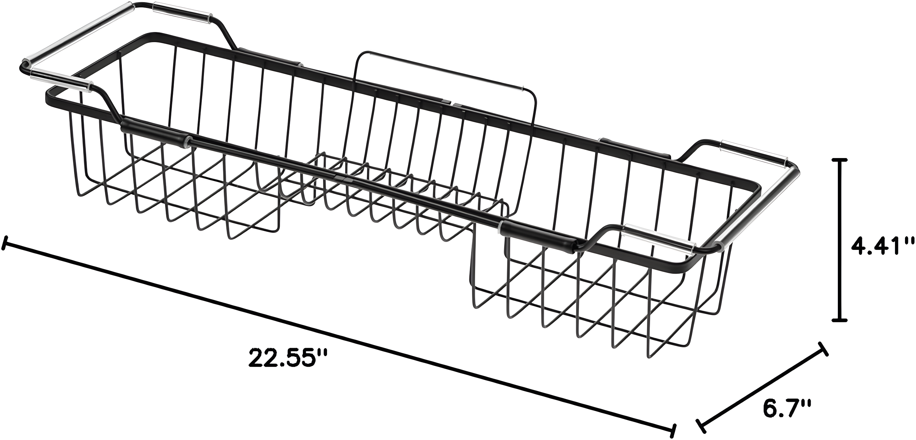 iDesign iDesign Everett Metal Adjustable Over the Tub Caddy 22.55" x 6.7" x 4.41", Matte Black