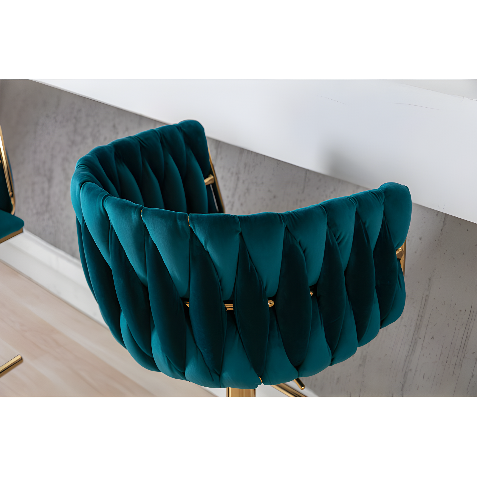 Everly Quinn Swivel Adjustable Height Bar Stool Modern Velvet Barstool with Barrel Back Kitchen Island Counter Bar Chair with Golden Base