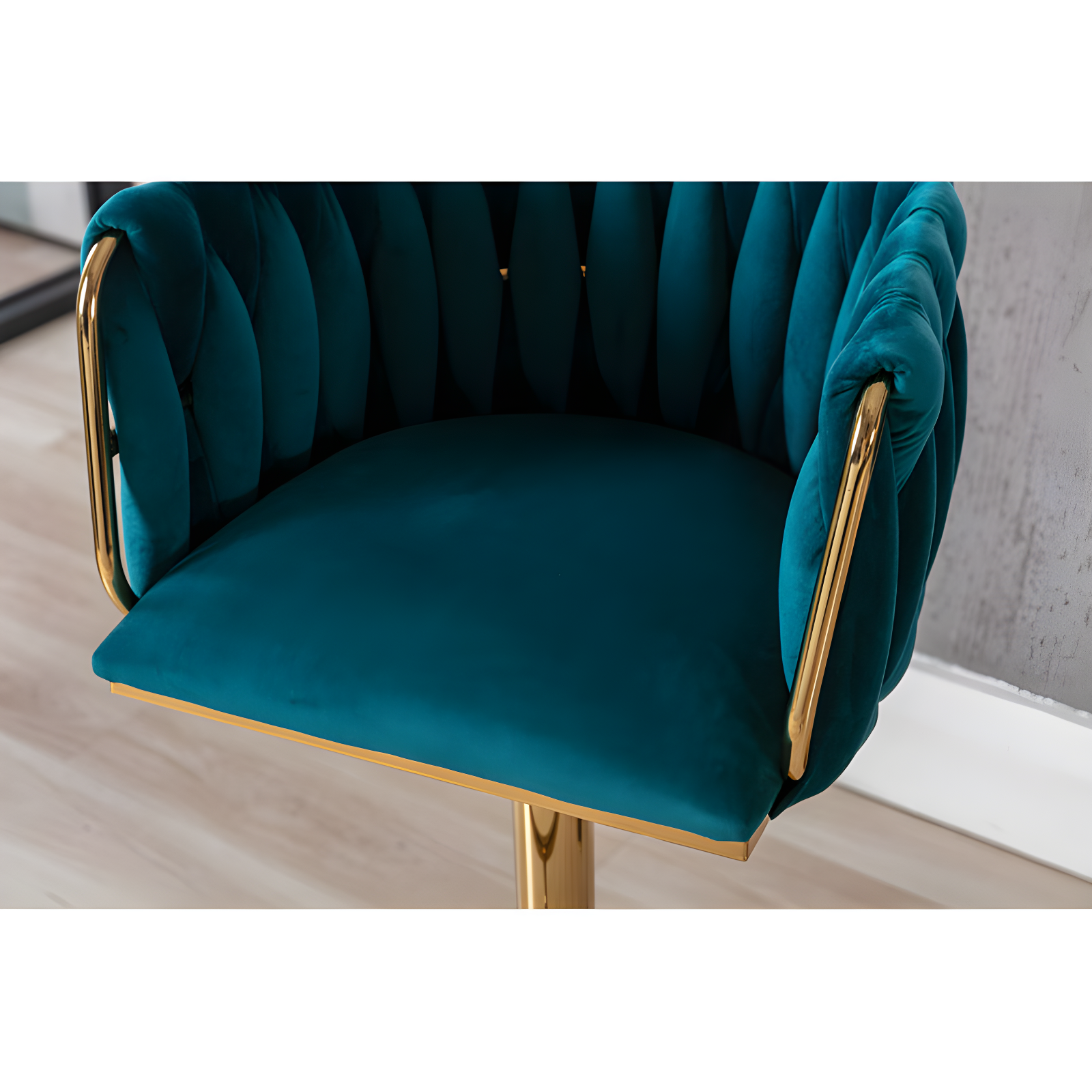 Everly Quinn Swivel Adjustable Height Bar Stool Modern Velvet Barstool with Barrel Back Kitchen Island Counter Bar Chair with Golden Base