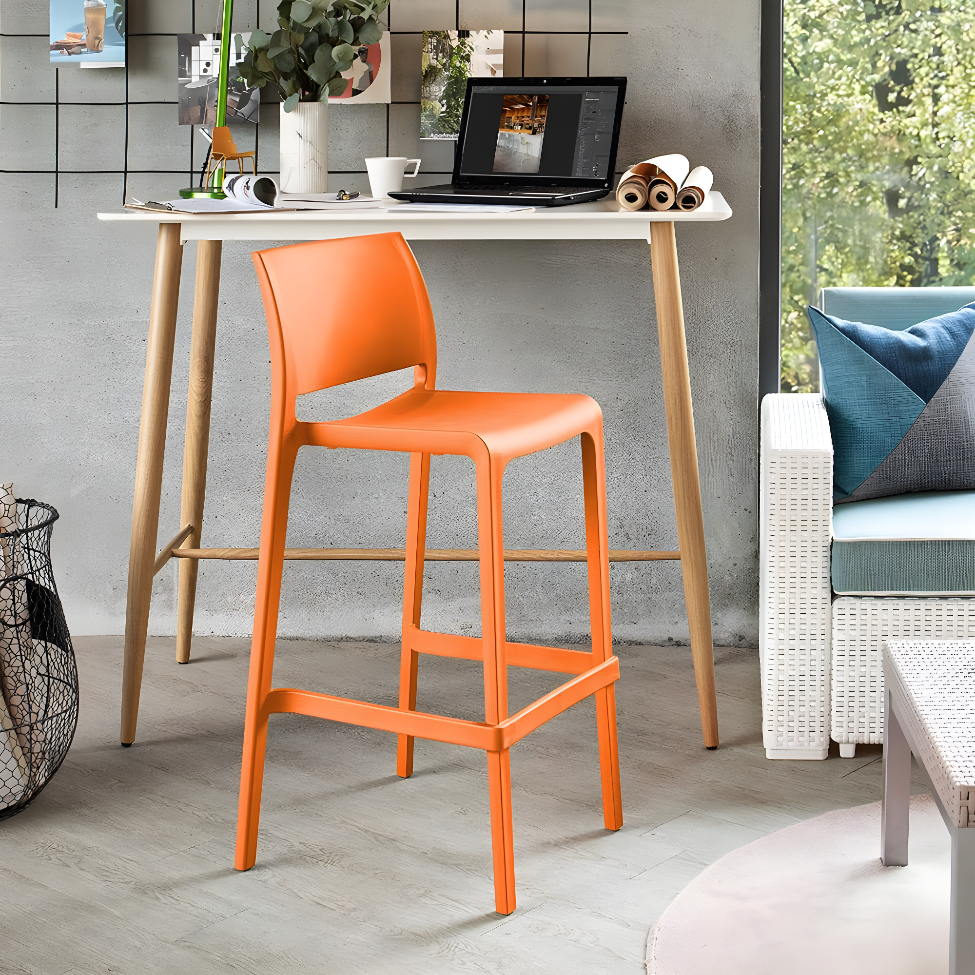 Sensilla 2pk Outdoor Stackable Bar Stools - Orange - Lagoon