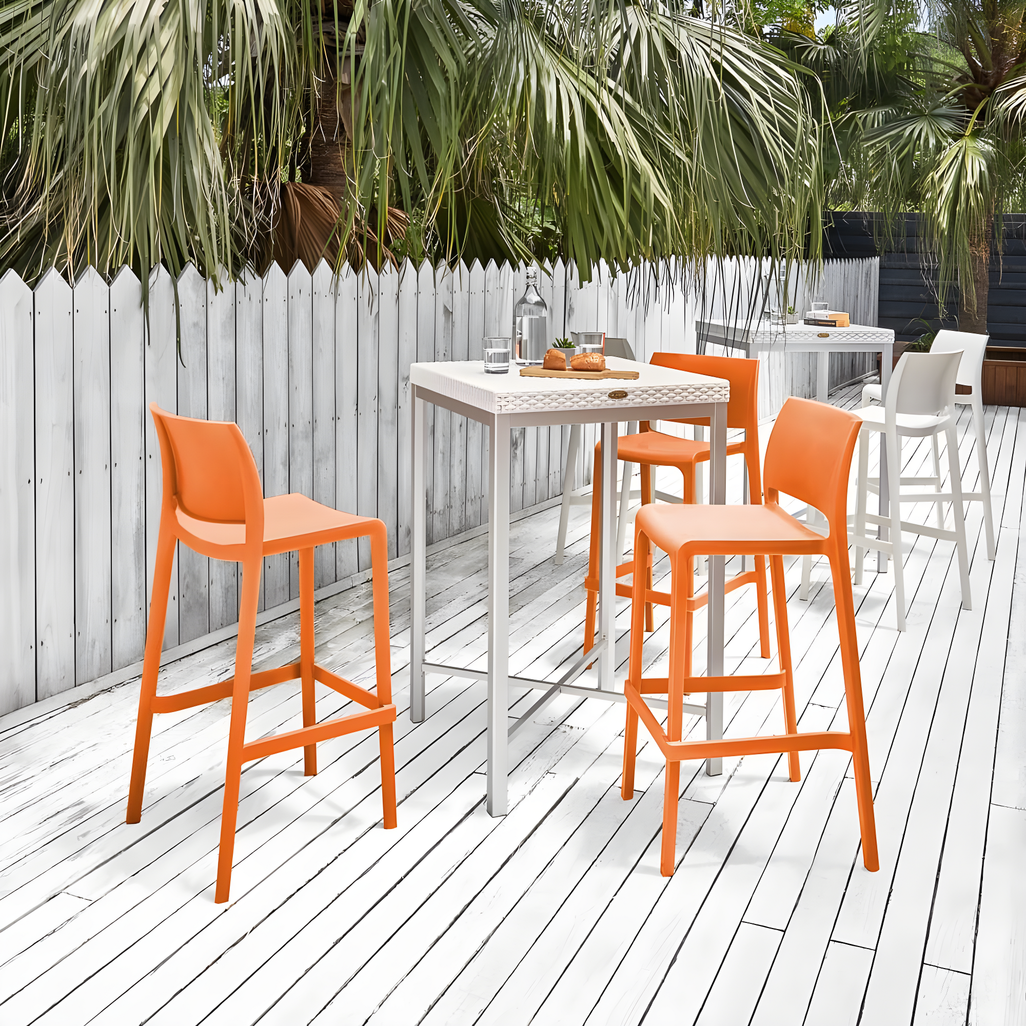 Sensilla 2pk Outdoor Stackable Bar Stools - Orange - Lagoon