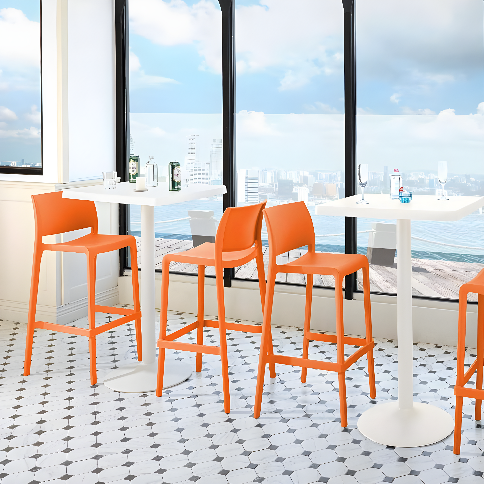 Sensilla 2pk Outdoor Stackable Bar Stools - Orange - Lagoon
