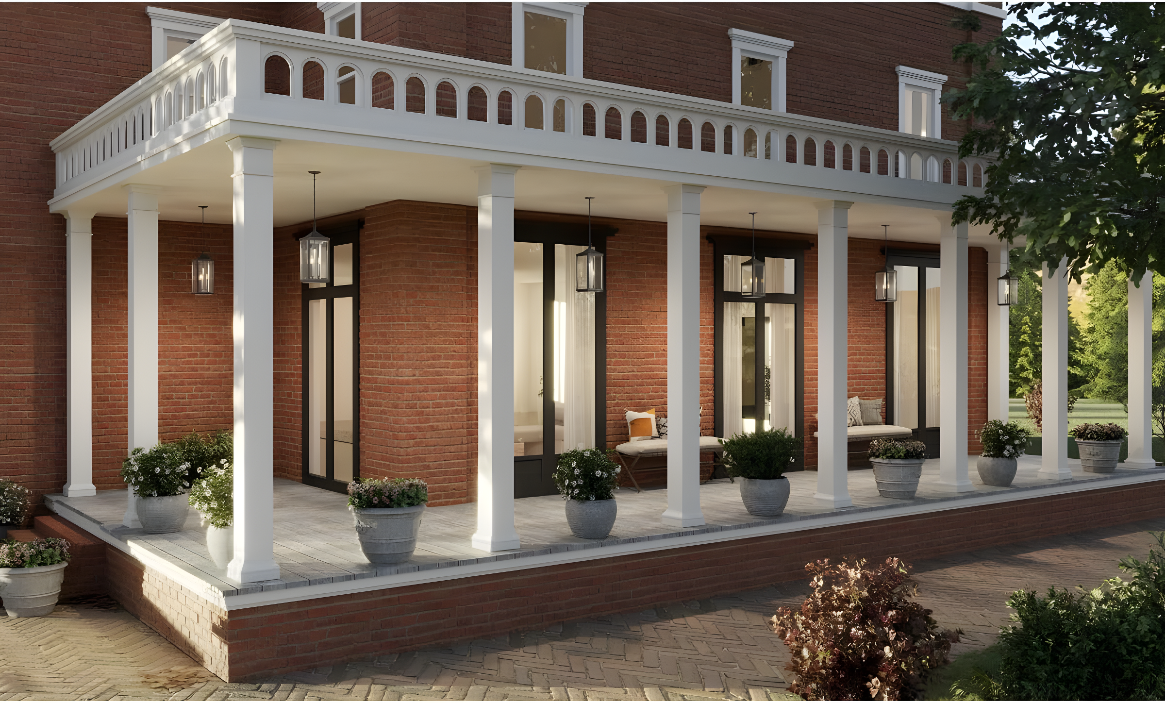 Progress Lighting Gibbes Street 3-Light Outdoor Hanging Lantern, Antique Bronze, Etched White Pillar Shade