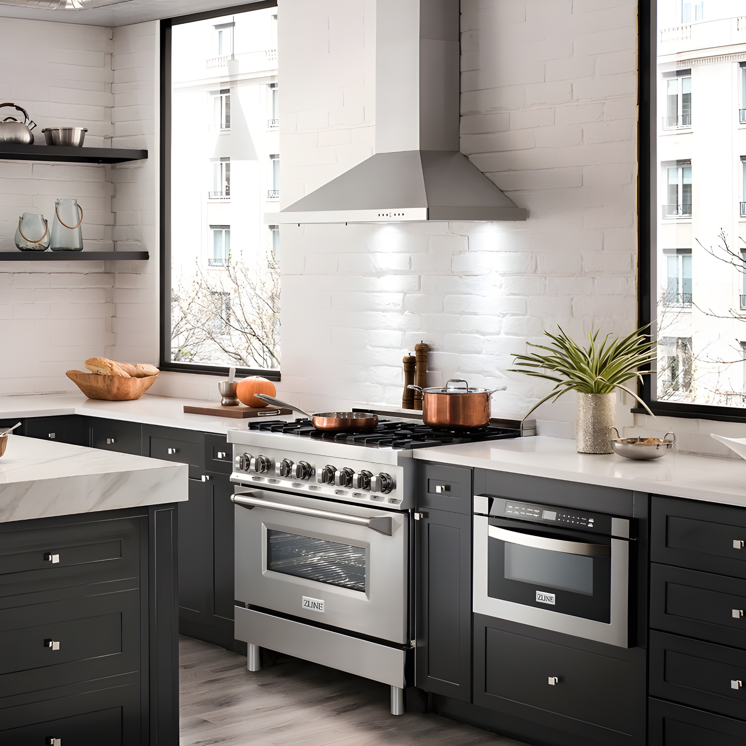 36" 400 CFM Convertible Wall Mount Range Hood in Brushed Stainless Steel