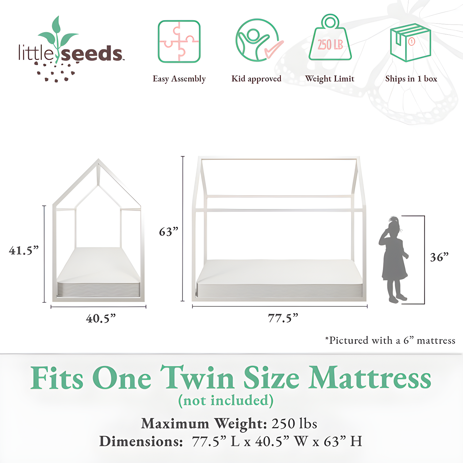 Max & Finn Skyler Metal Montessori House Bed