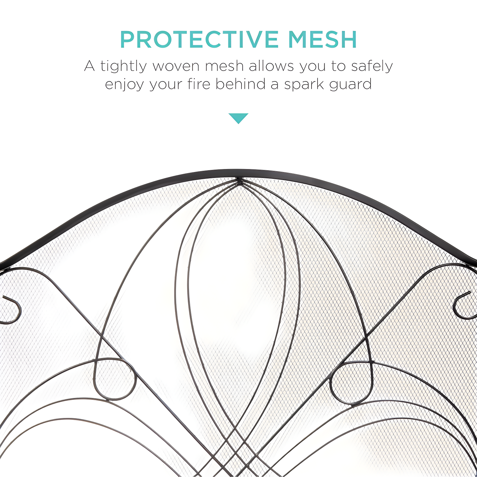 Winston Porter Lissowski 3-Panel 55"x33" Wrought Iron Fireplace Safety Screen Decorative Scroll Spark Guard Cover