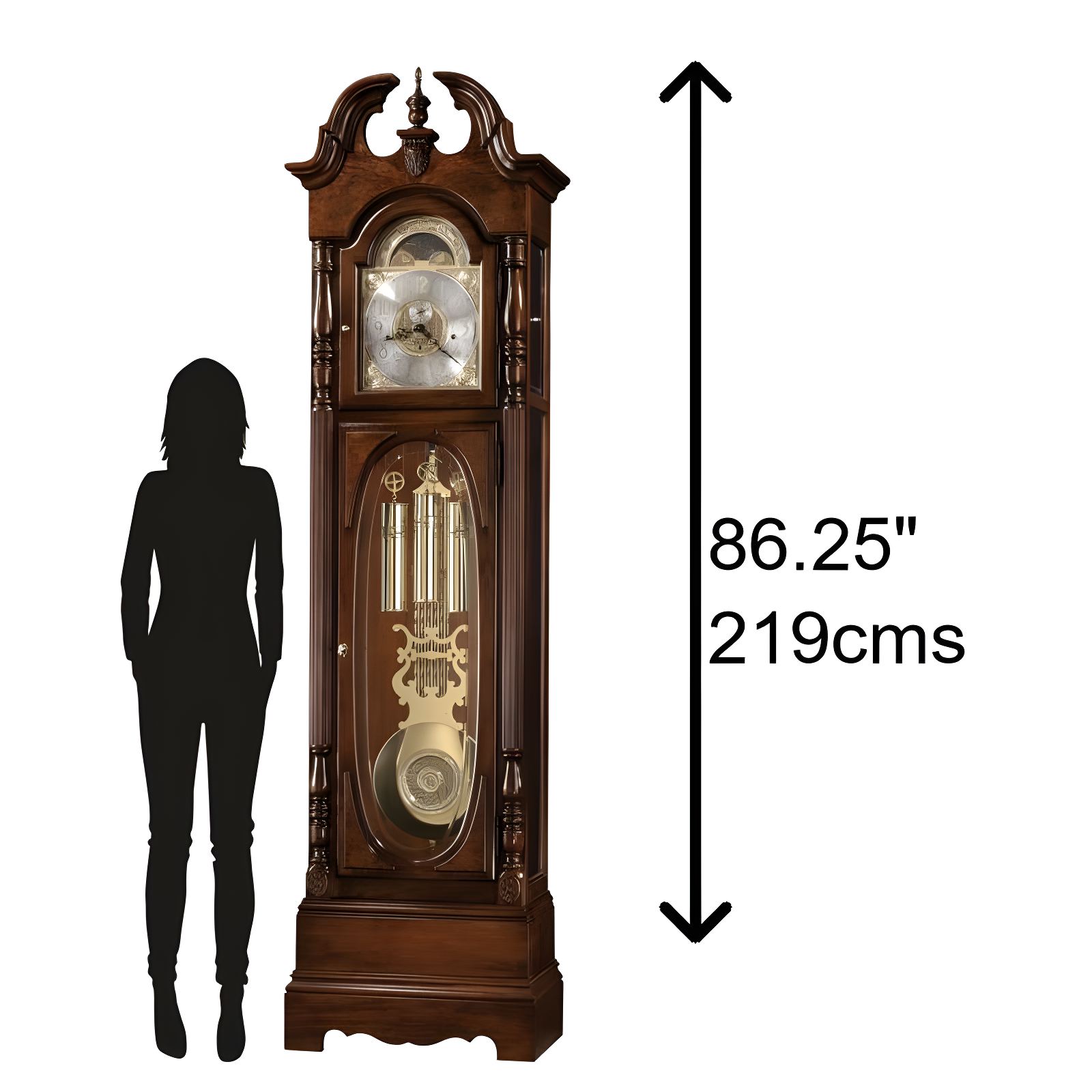 Howard Miller® Robinson 86.25'' H Solid + Manufactured Wood Grandfather Clock with Adjustable Chime Volume
