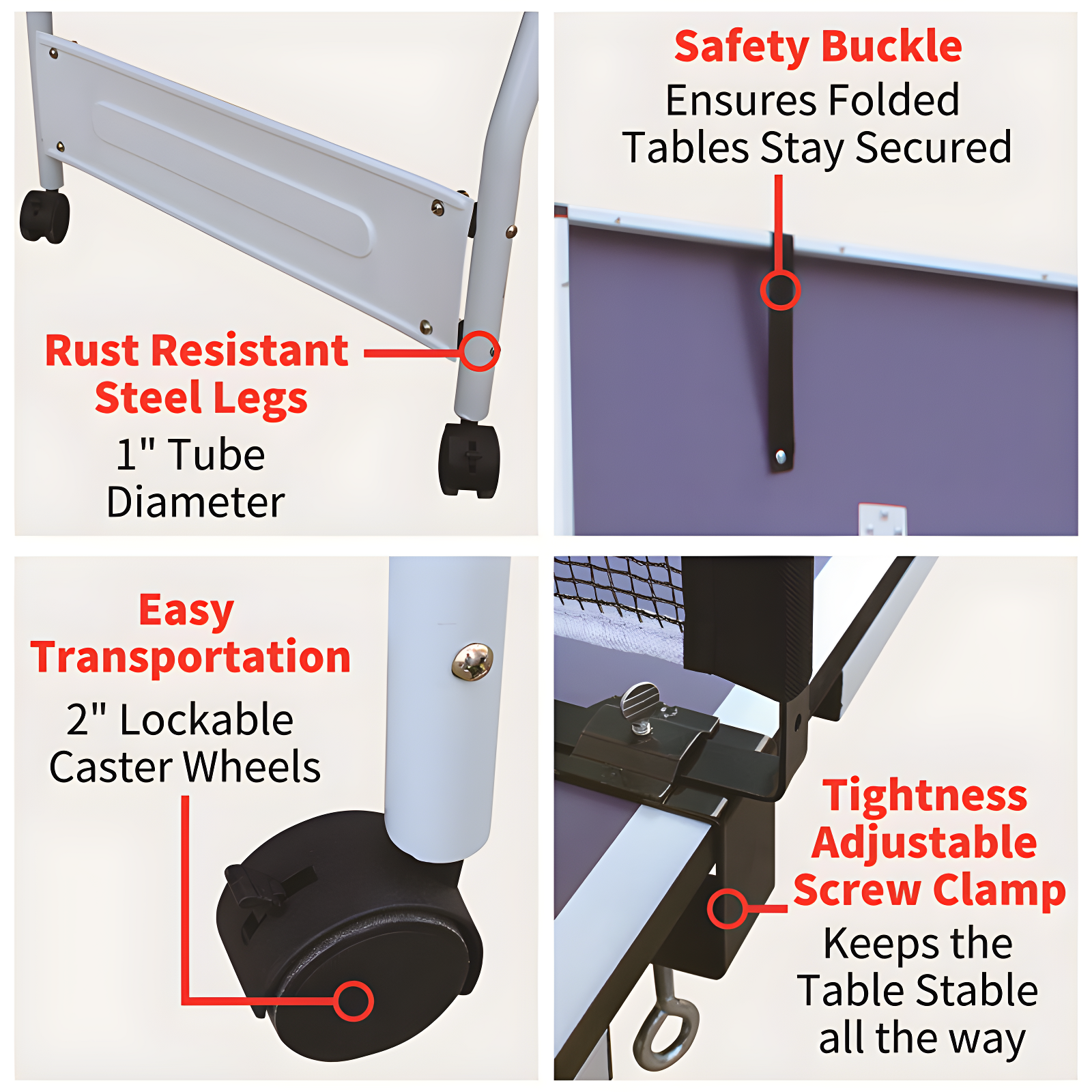 ALPHANEO 9Ft Mid-Size Table Tennis Table Foldable  And  Portable Ping Pong Table Set For Indoor  And  Outdoor Games With Net, 2 Table Tennis Paddles And 3 Balls