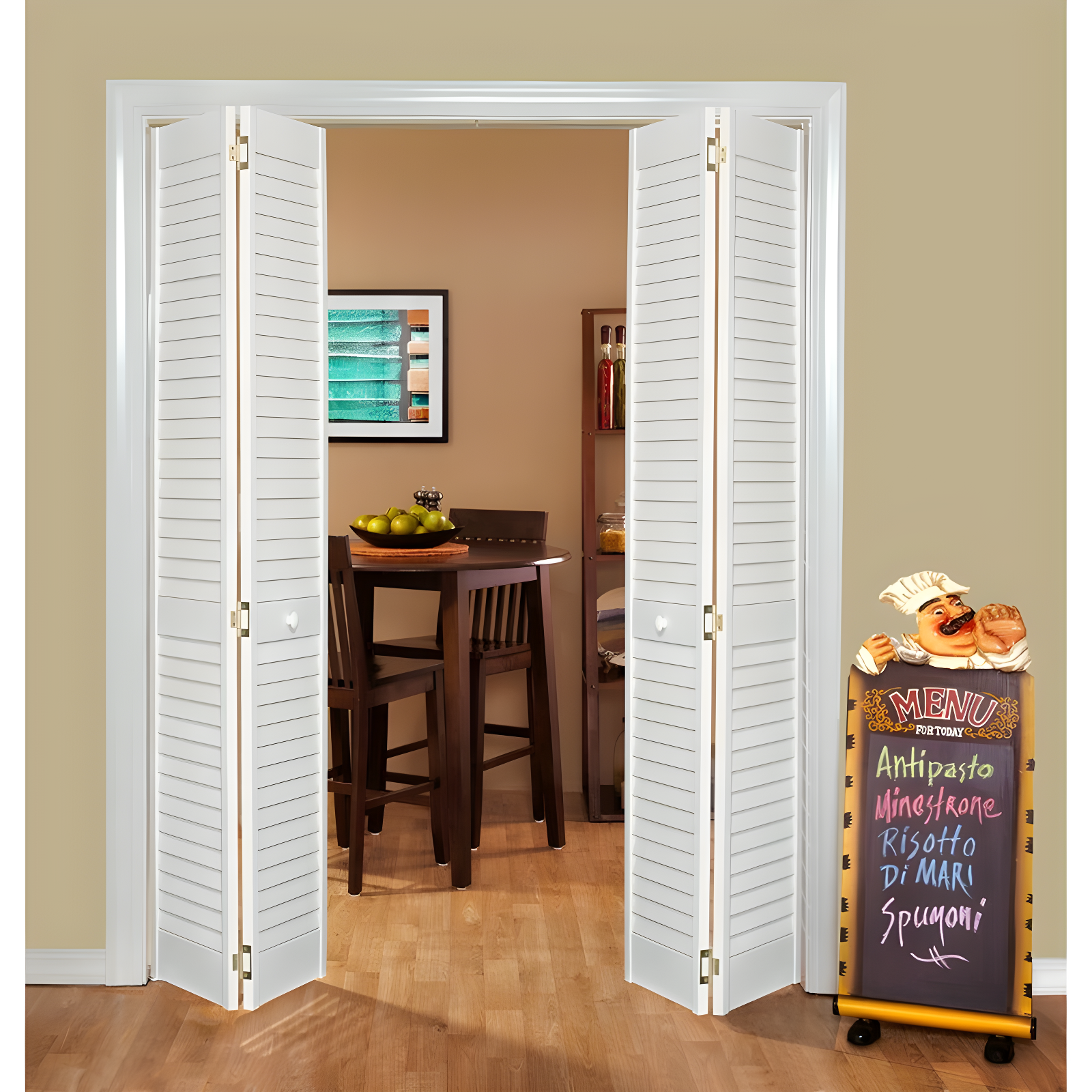 Kimberly Bay Louvered Wood Painted Plantation Bi-Fold Door