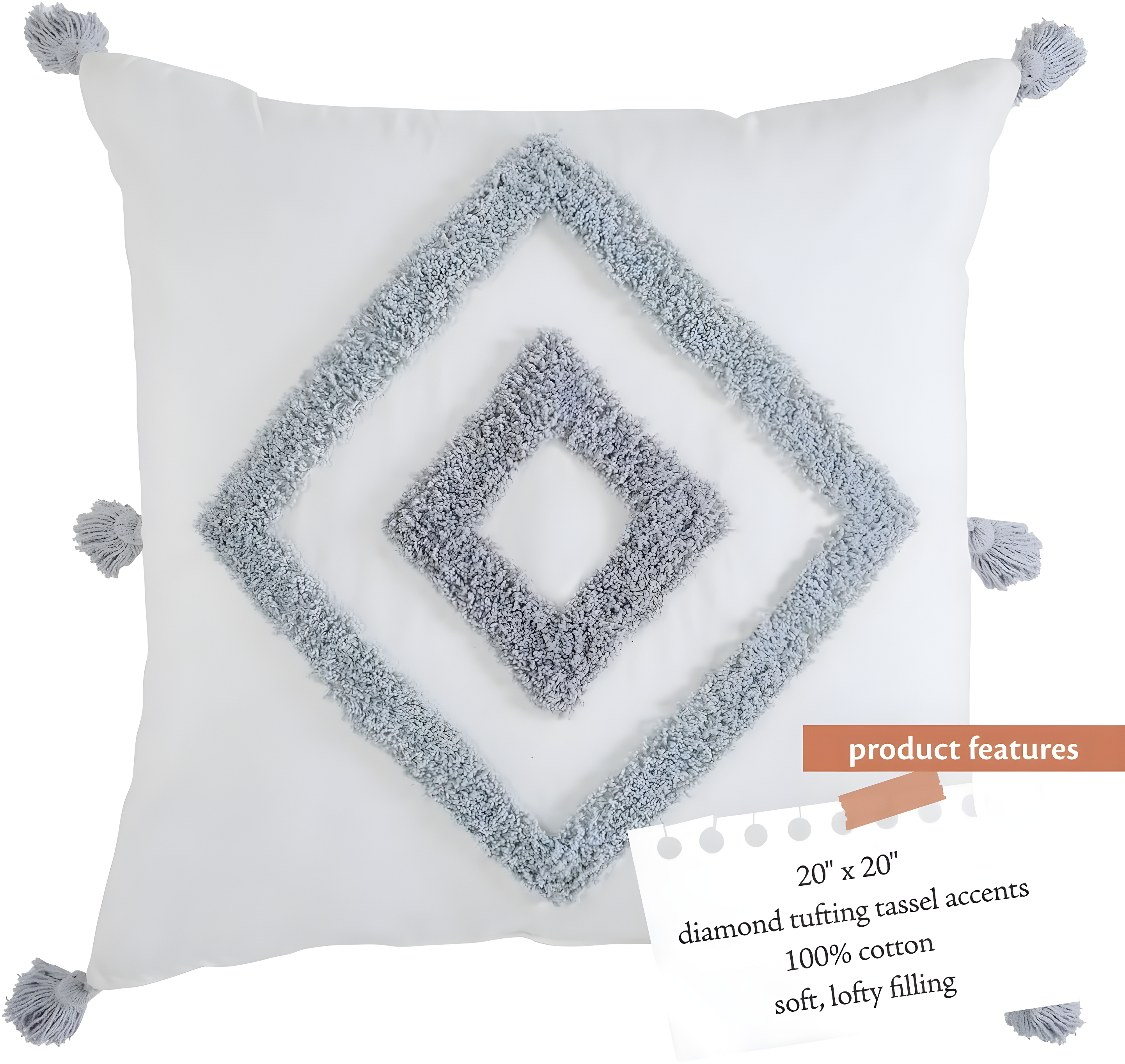 VCNY Tufted 20" x 20" Boho Diamond Cotton Decorative Pillow
