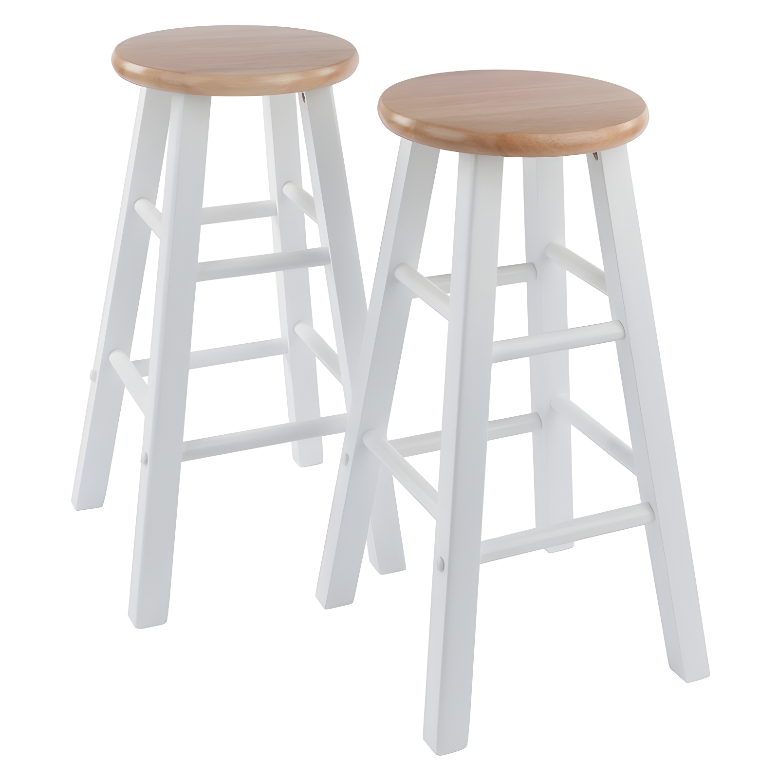 2pc 24" Element Counter Height Barstools White - Winsome: Solid Wood, Round Seat, 220lbs Capacity