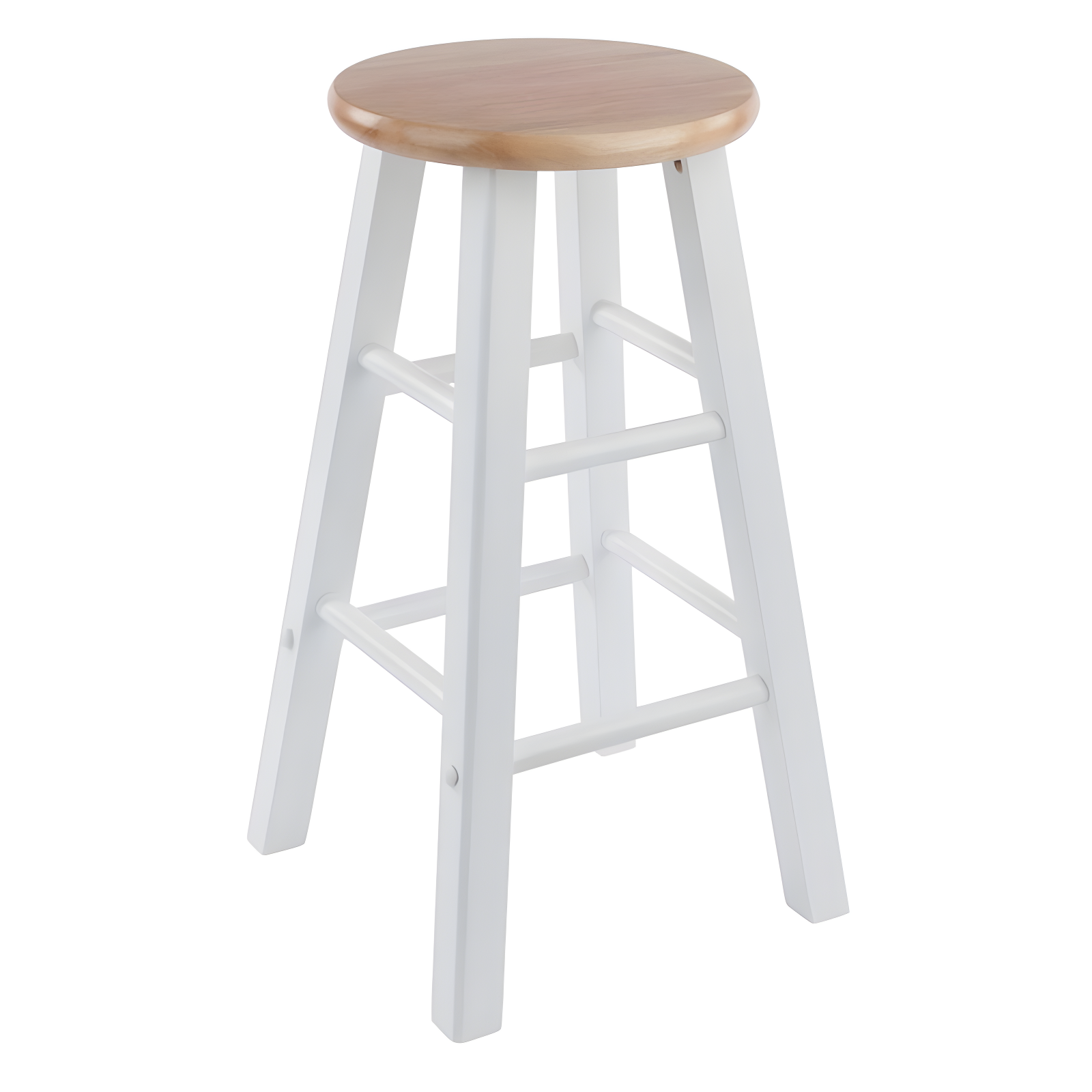 2pc 24" Element Counter Height Barstools White - Winsome: Solid Wood, Round Seat, 220lbs Capacity