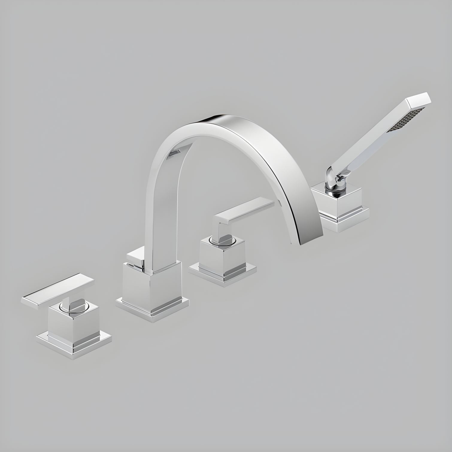 Vero Double Handle Deck Mounted Roman Tub Faucet with Handshower