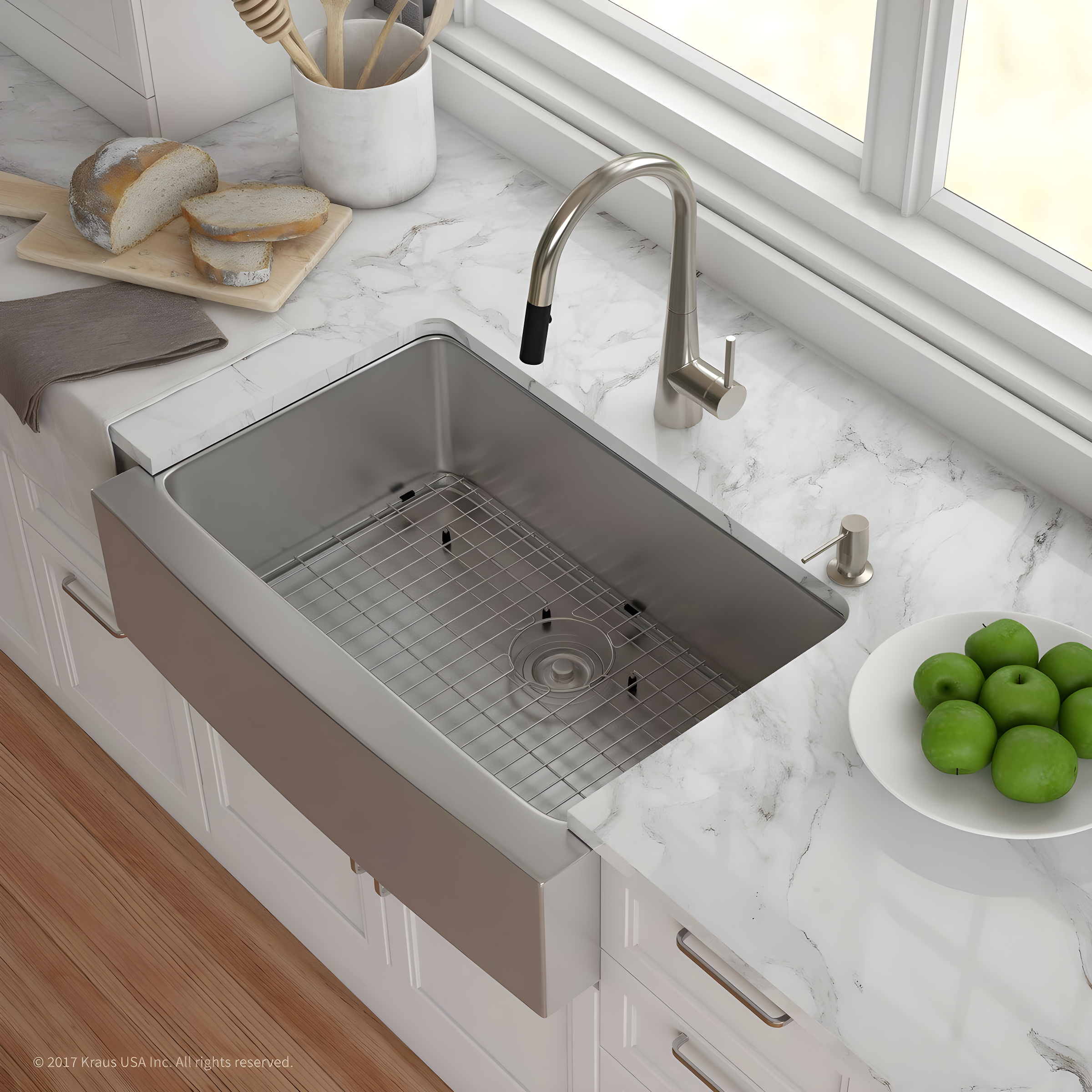 KRAUS Standart Pro Apron Front Farmhouse 16 Gauge Single Bowl Stainless Steel Kitchen Sink