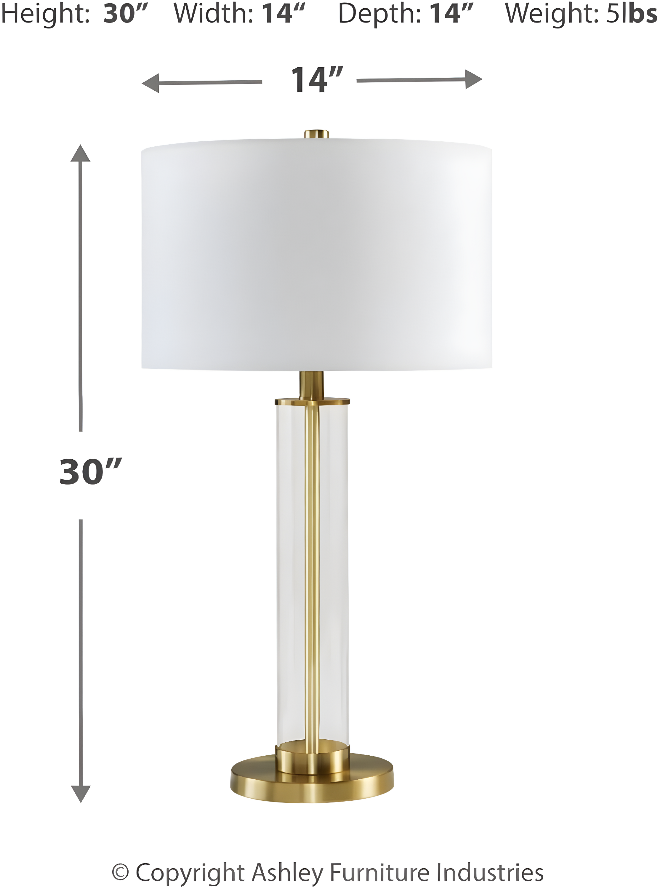 Signature Design by Ashley Orenman Table Lamps: Metallic Finish, Drum Shade, 29.25" Height