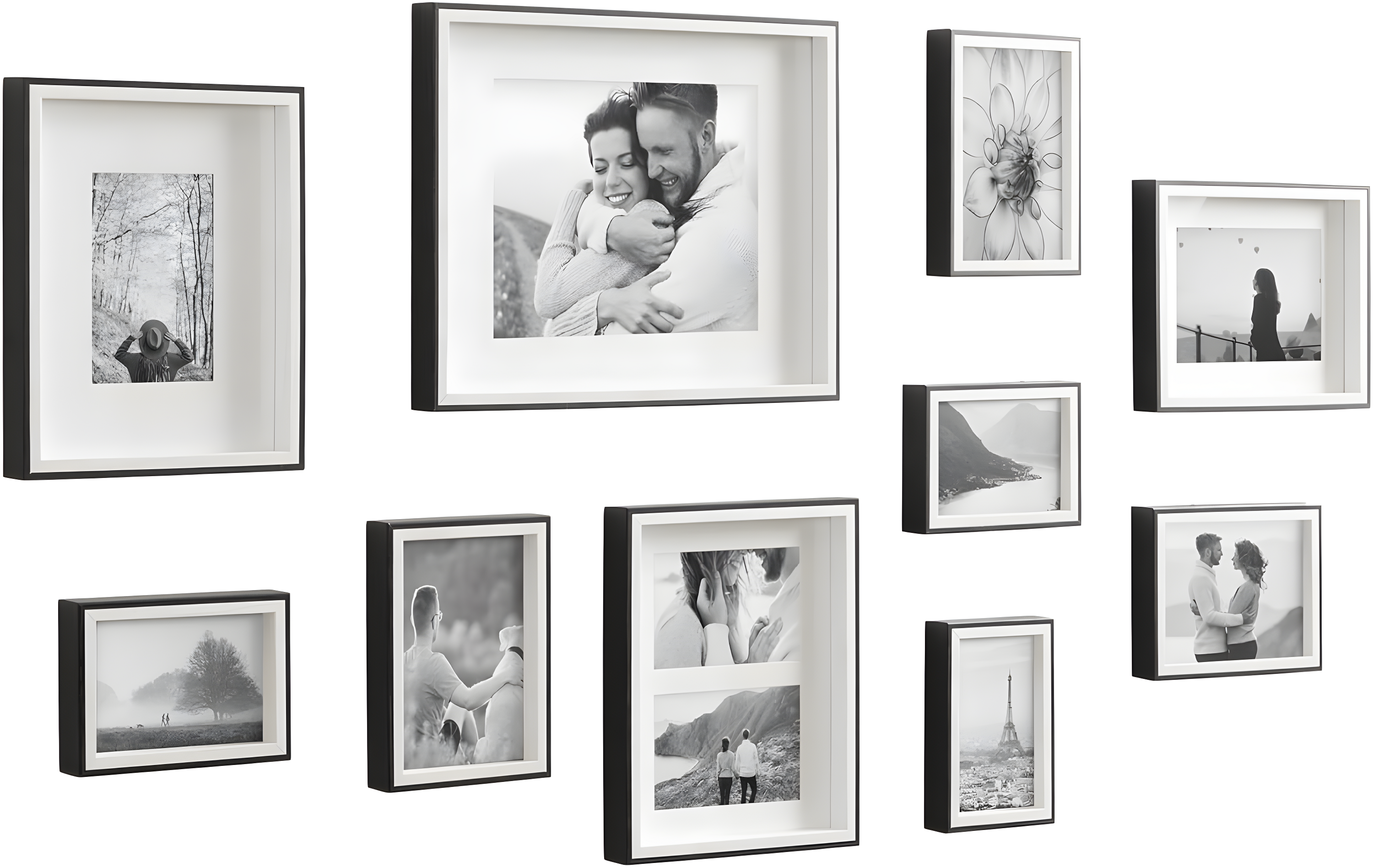 Kate & Laurel All Things Decor (Set of 10) Gibson Wall Photo Frames Black