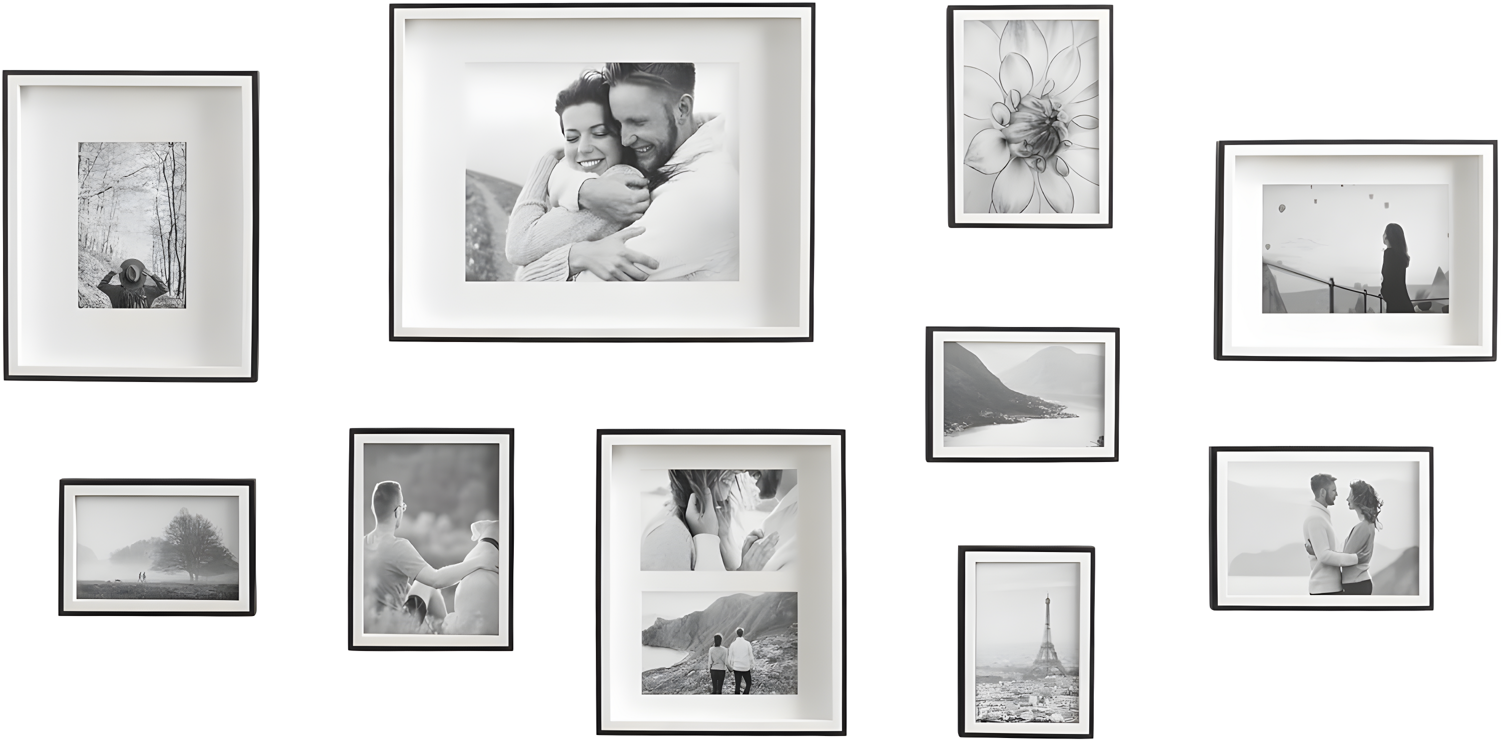 Kate & Laurel All Things Decor (Set of 10) Gibson Wall Photo Frames Black