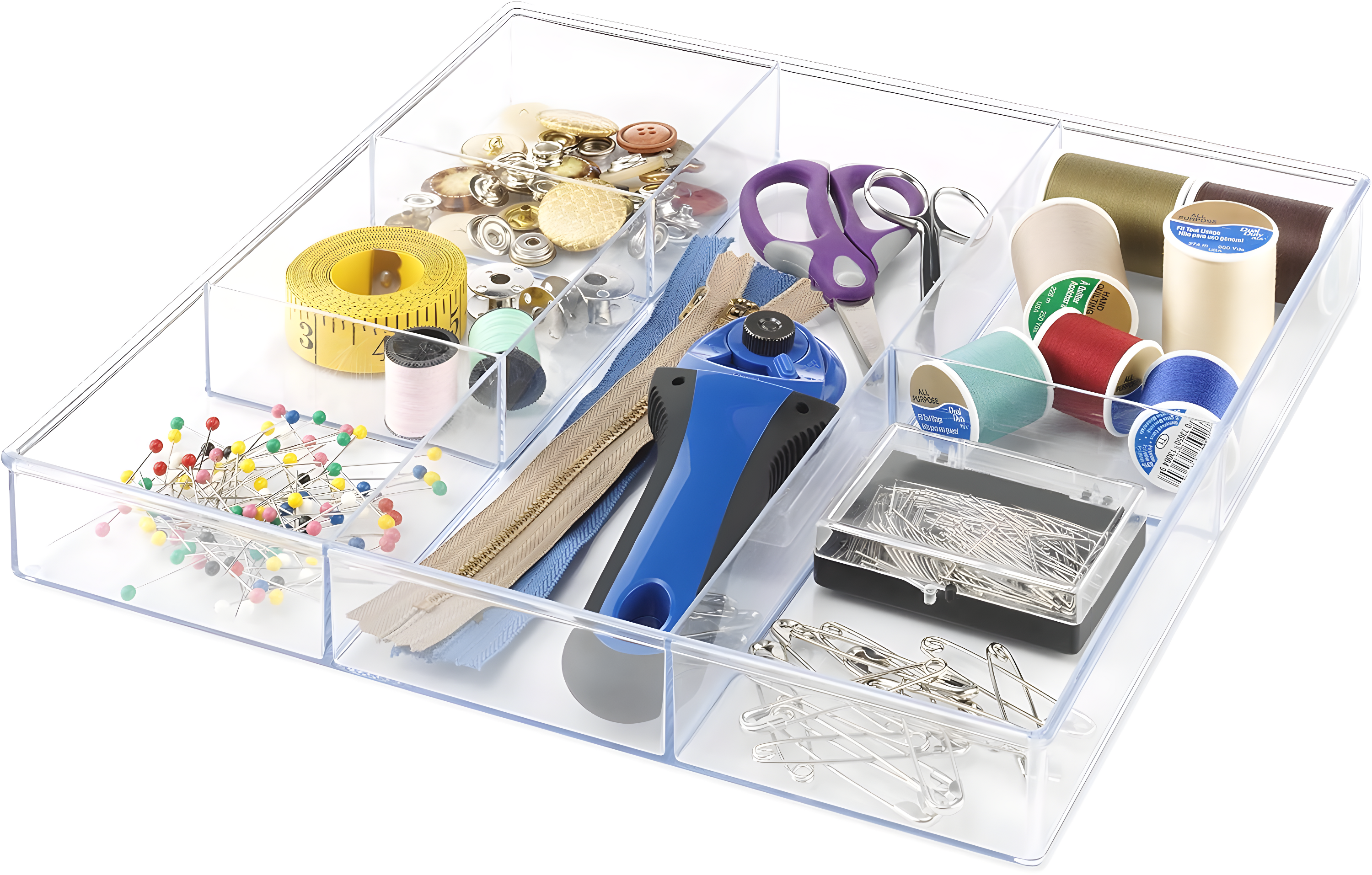 Whitmor 6789-3065 6 Section Clear Drawer Organizer