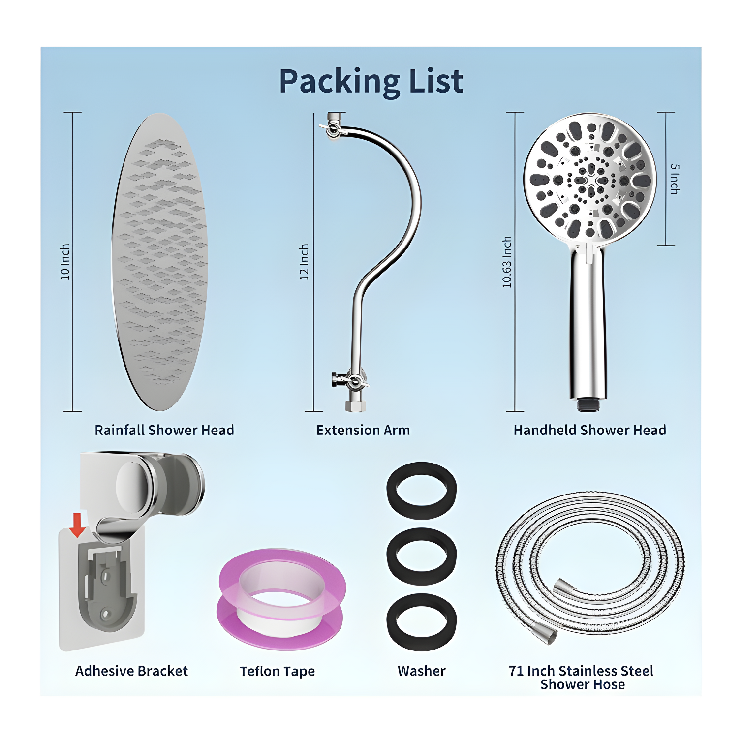 High Pressure Rainfall Shower Head with Handheld Spray Combo