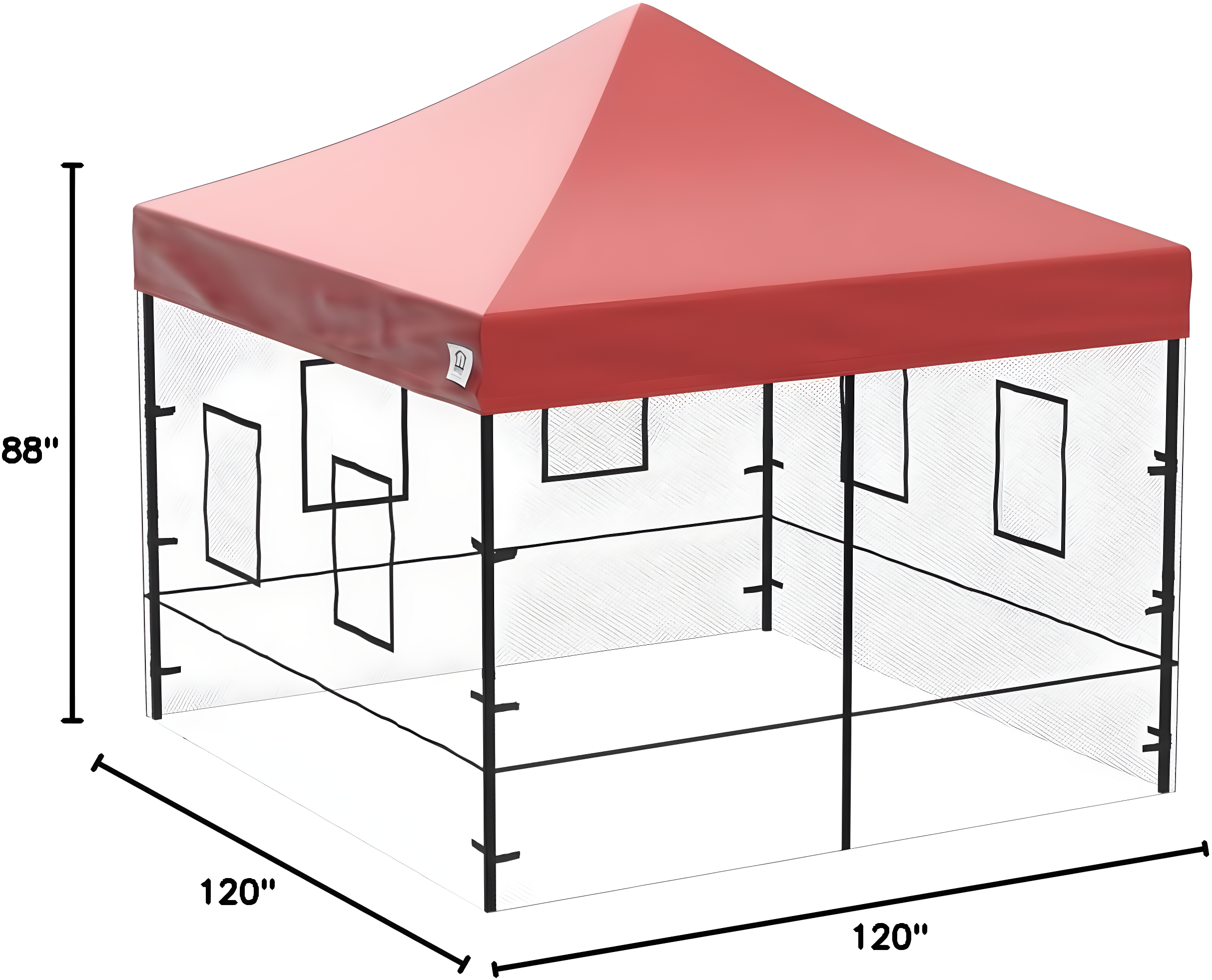 Impact Instant Canopy Food Service Mesh Sidewall Kit with Service Windows, 4 Walls Only, Mesh/Black