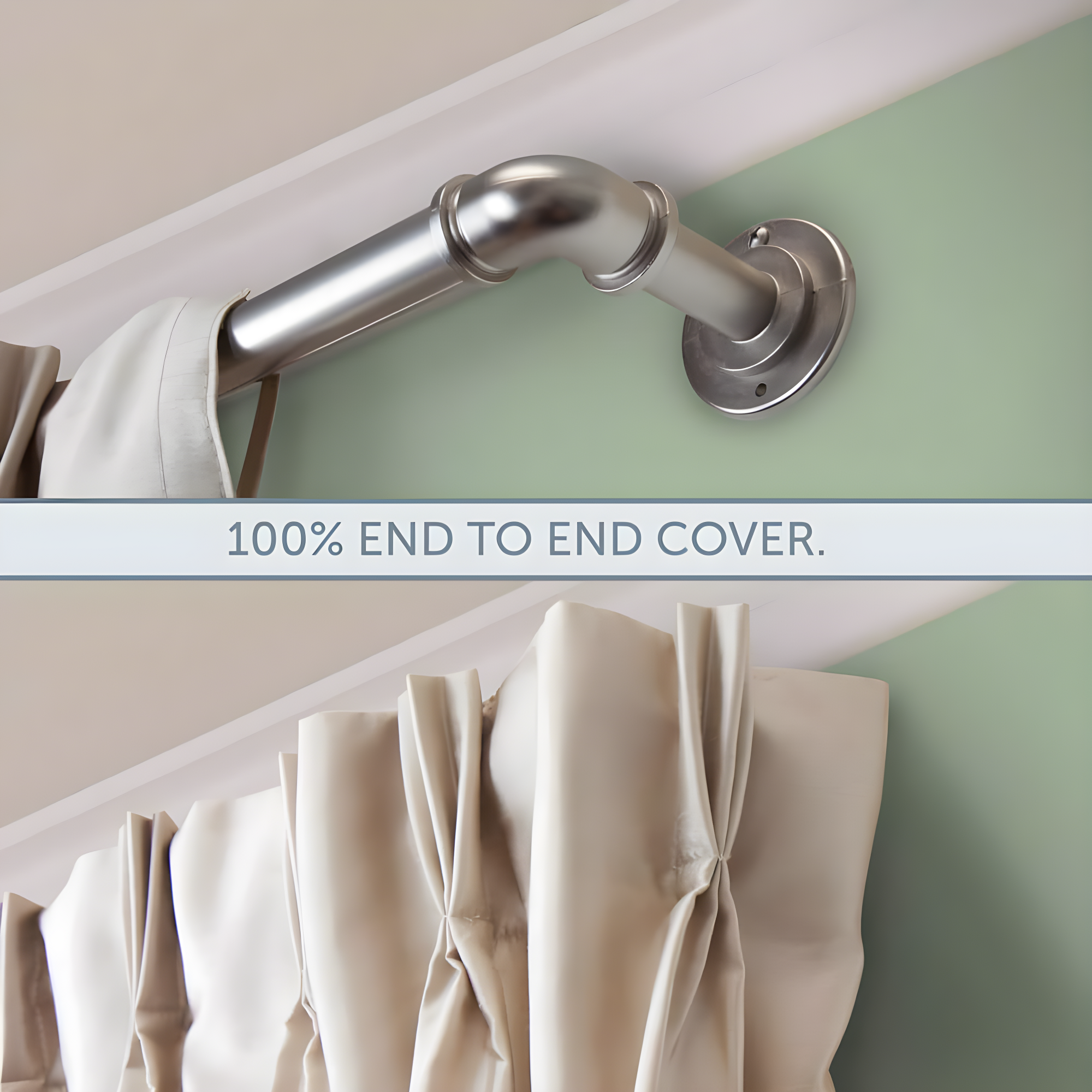 1" Dia Pipe Blackout Curtain Rod 84-120 inch in Satin Nickel,(BOT100-845)