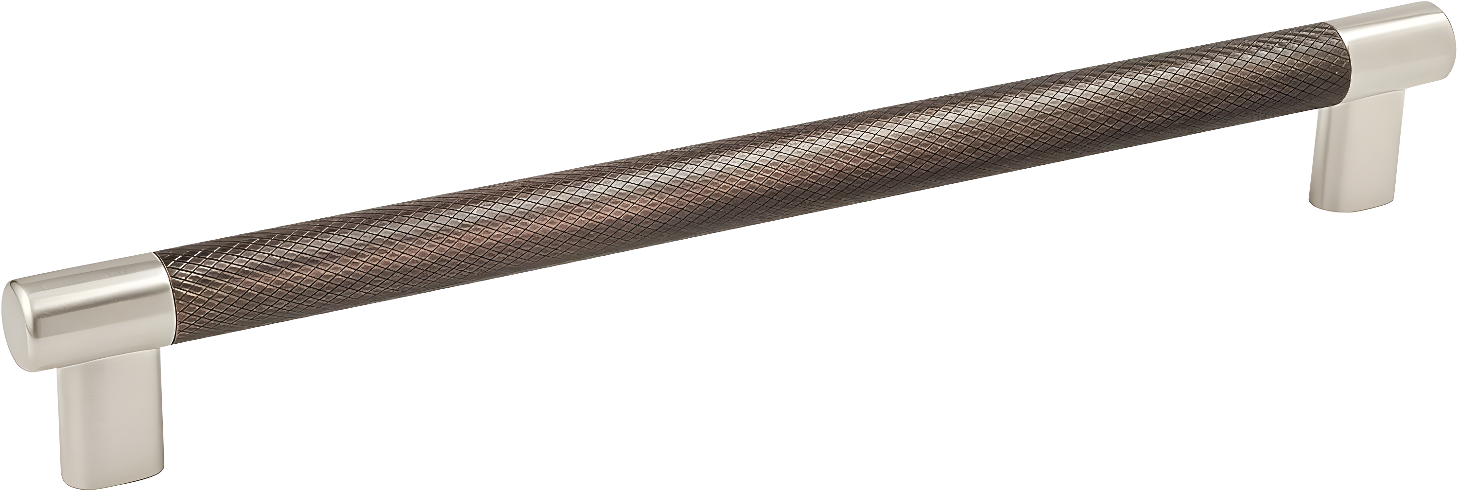 Amerock Esquire 10-1/16 inch (256mm) Center-to-Center Satin Nickel/Oil-Rubbed Bronze Cabinet Pull