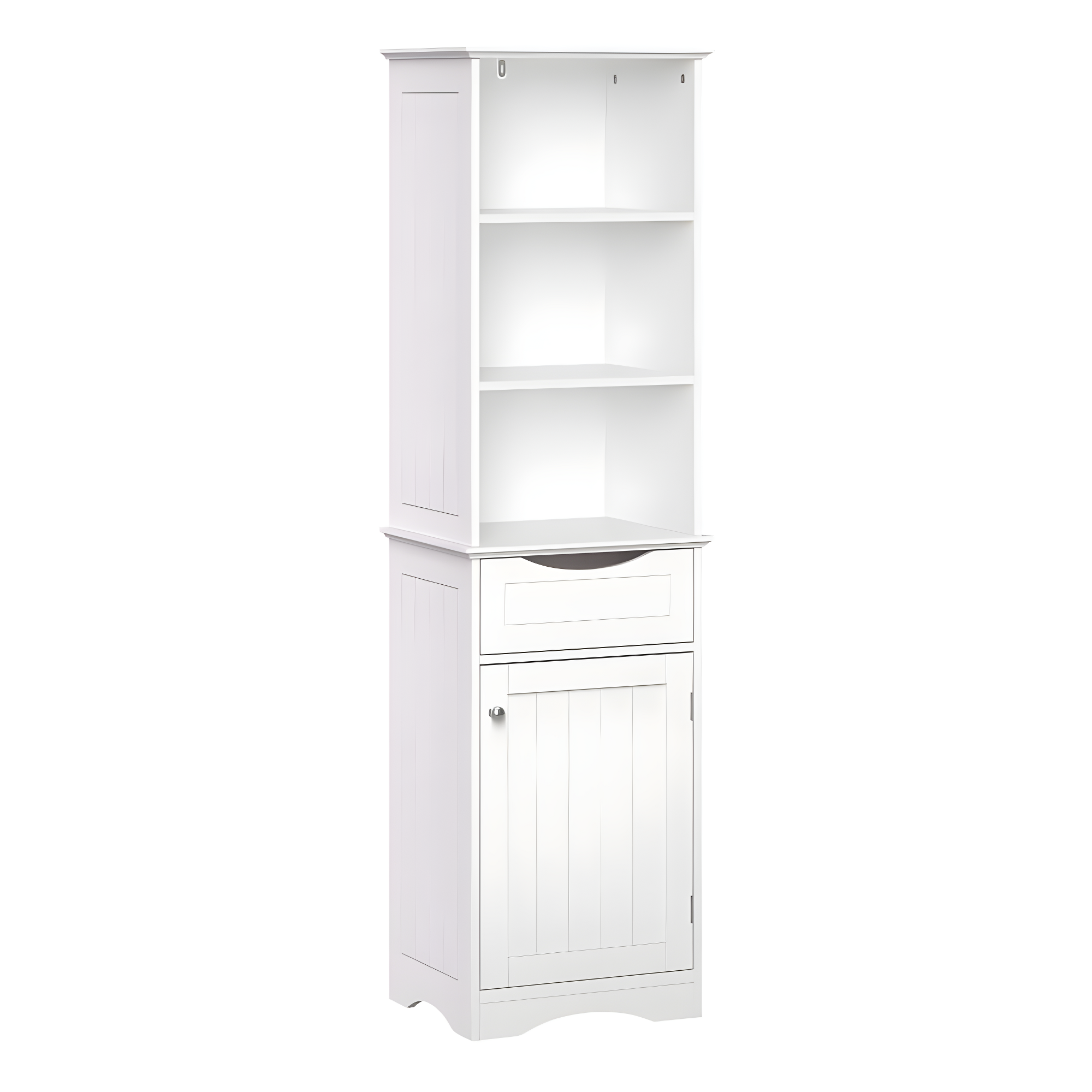 RiverRidge Ashland Tall Bathroom Storage Linen Cabinet and Organizer with Drawer and Shelves
