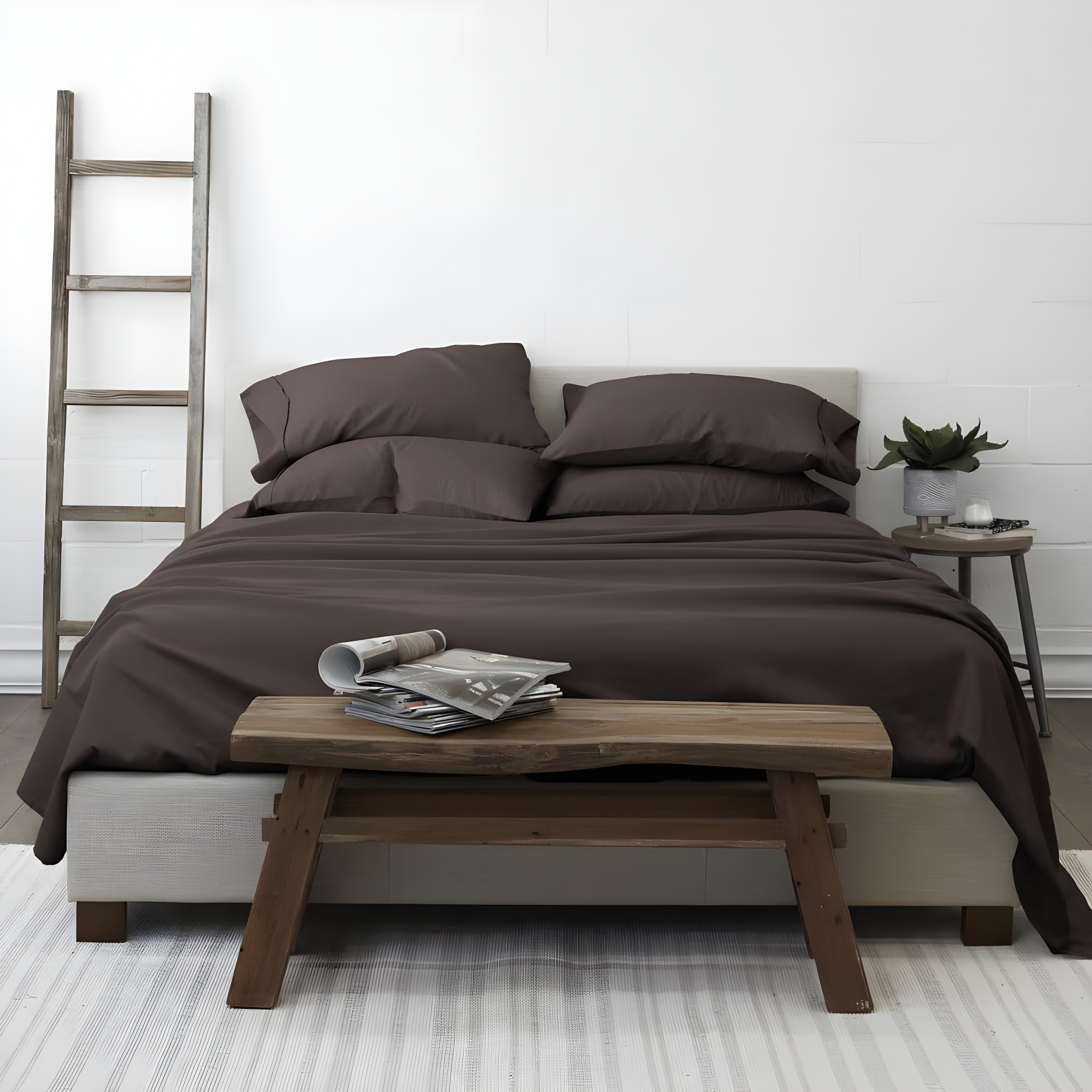 Comfort Canopy - 6 Piece Solid Chocolate Microfiber Bed Sheets for California King Beds