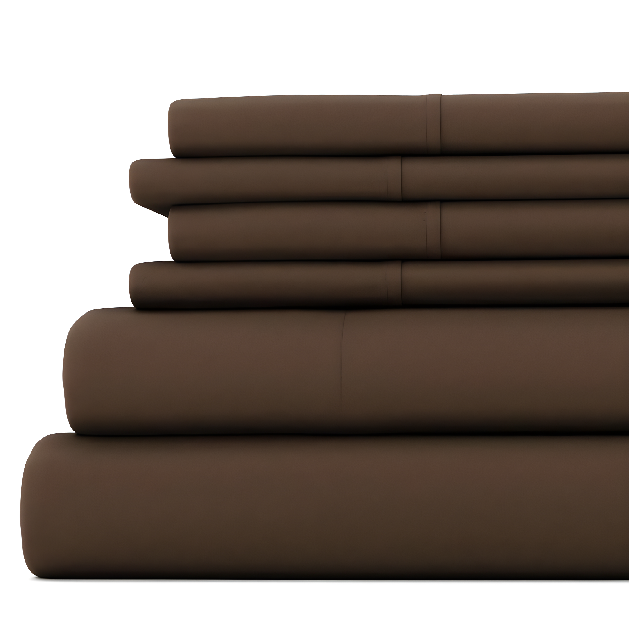Comfort Canopy - 6 Piece Solid Chocolate Microfiber Bed Sheets for California King Beds
