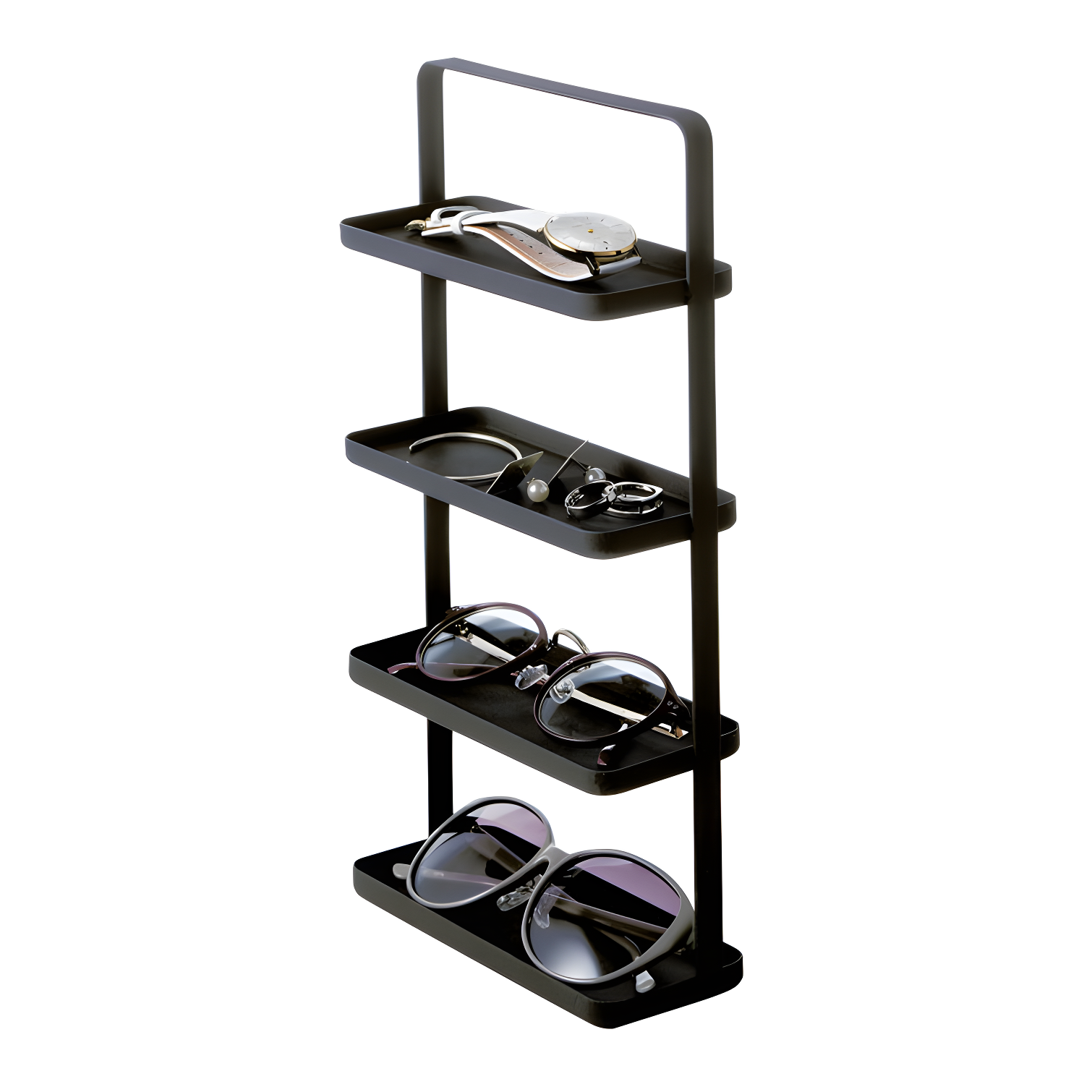 Tower Yamazaki Home 4-Tier Accessory Tray, Jewelry Holder & Storage Organizer, Steel, Handle