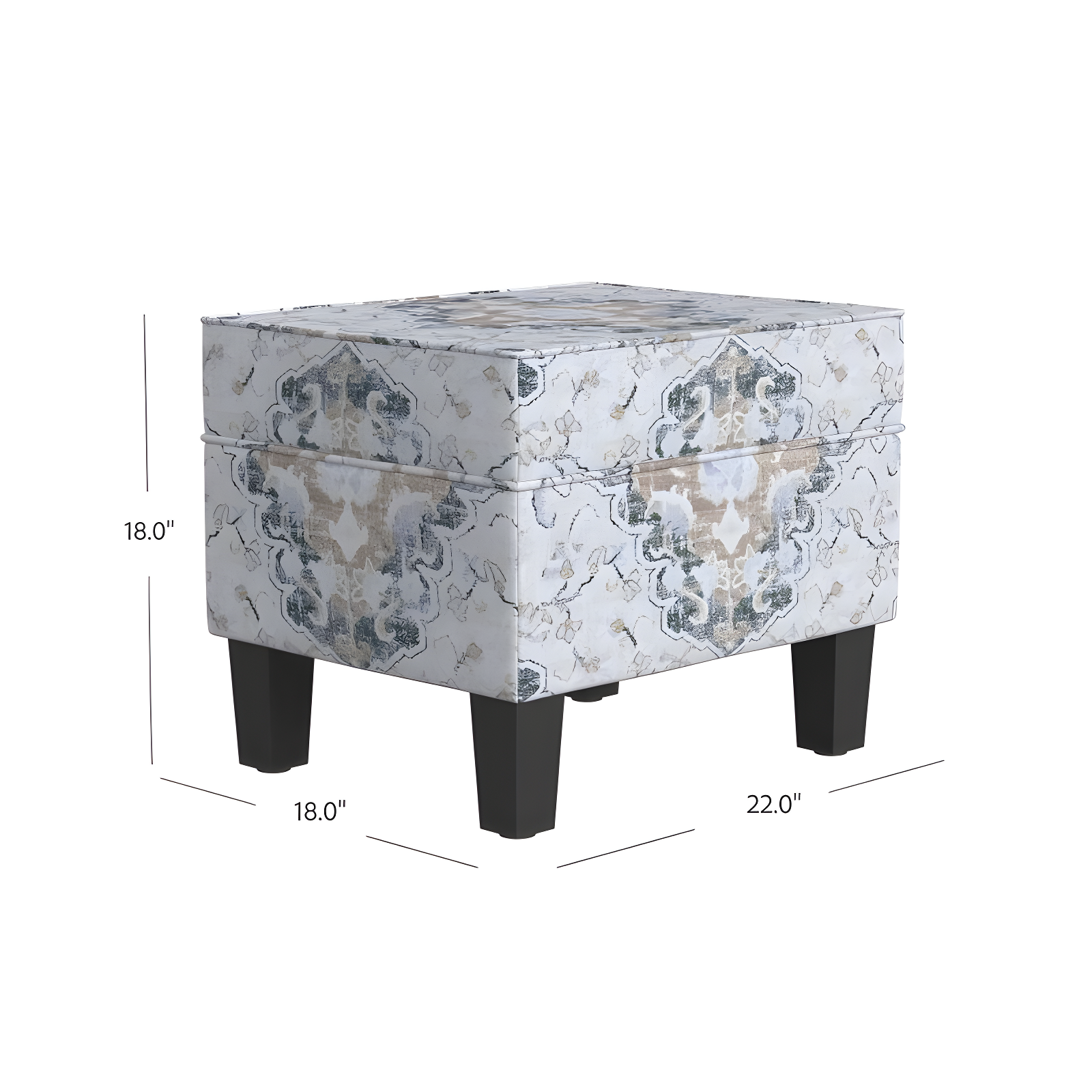 Medium Storage Ottoman Black - HomePop: Hinged Lid, Cotton Upholstery, Hardwood Frame