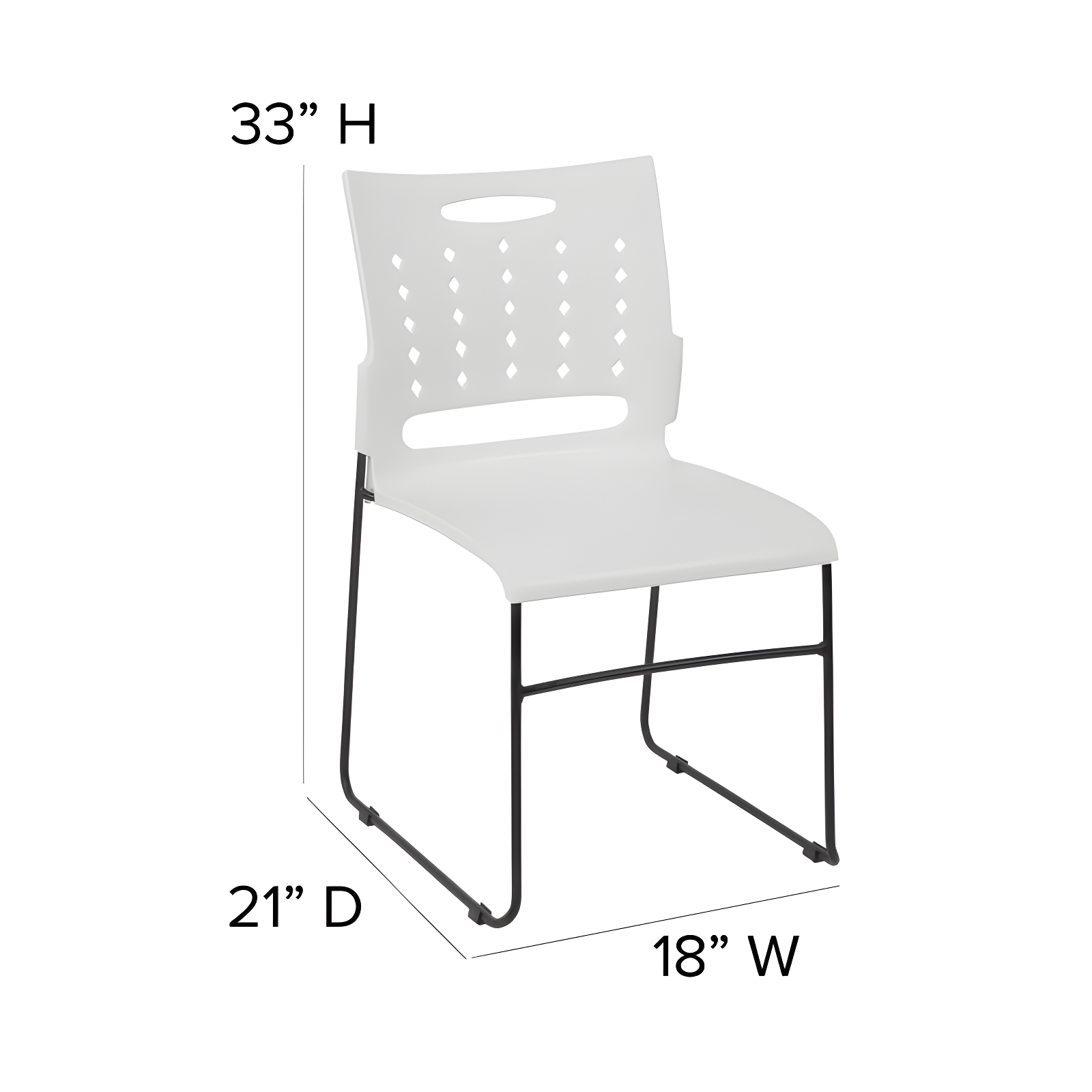 881 lb. Capacity Sled Base Stack Chair with Carry Handle and Air-Vent Back