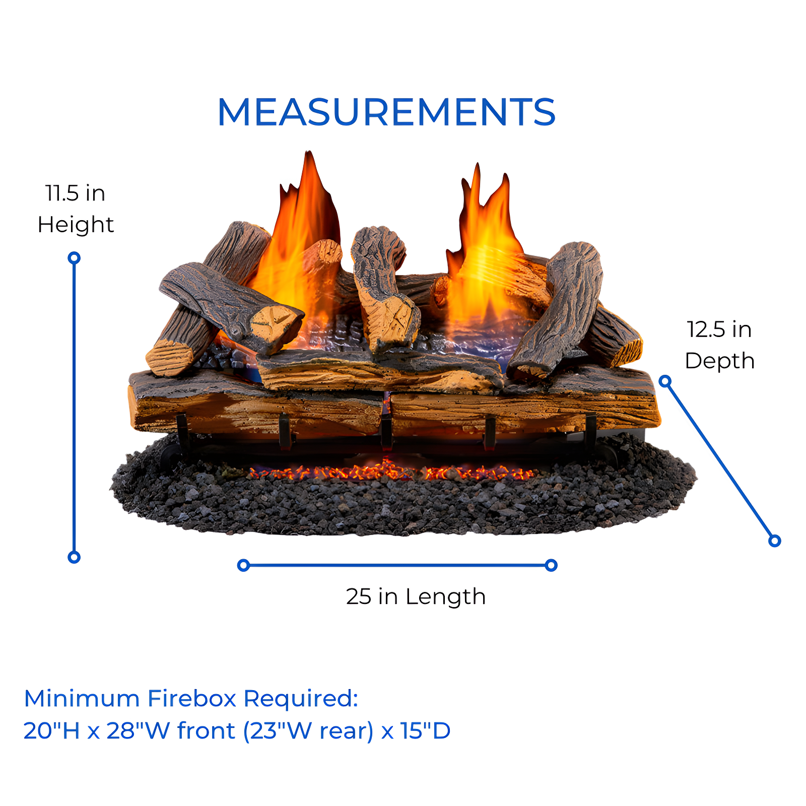 Duluth Forge Duluth Forge Ventless Dual Fuel Gas Log Set, Split Oak, T-Stat Control