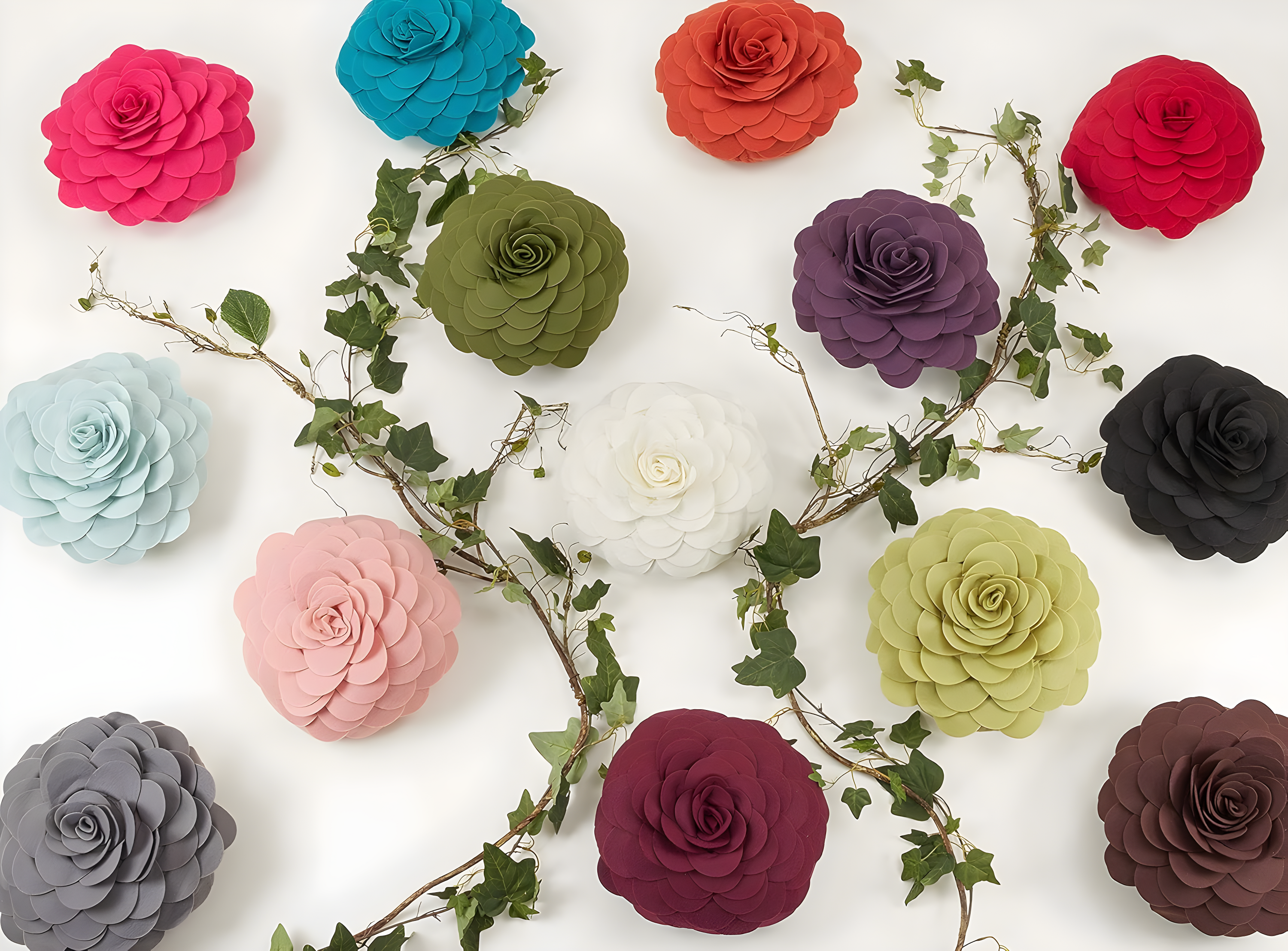 Flower Appliqued Felt Throw Pillow