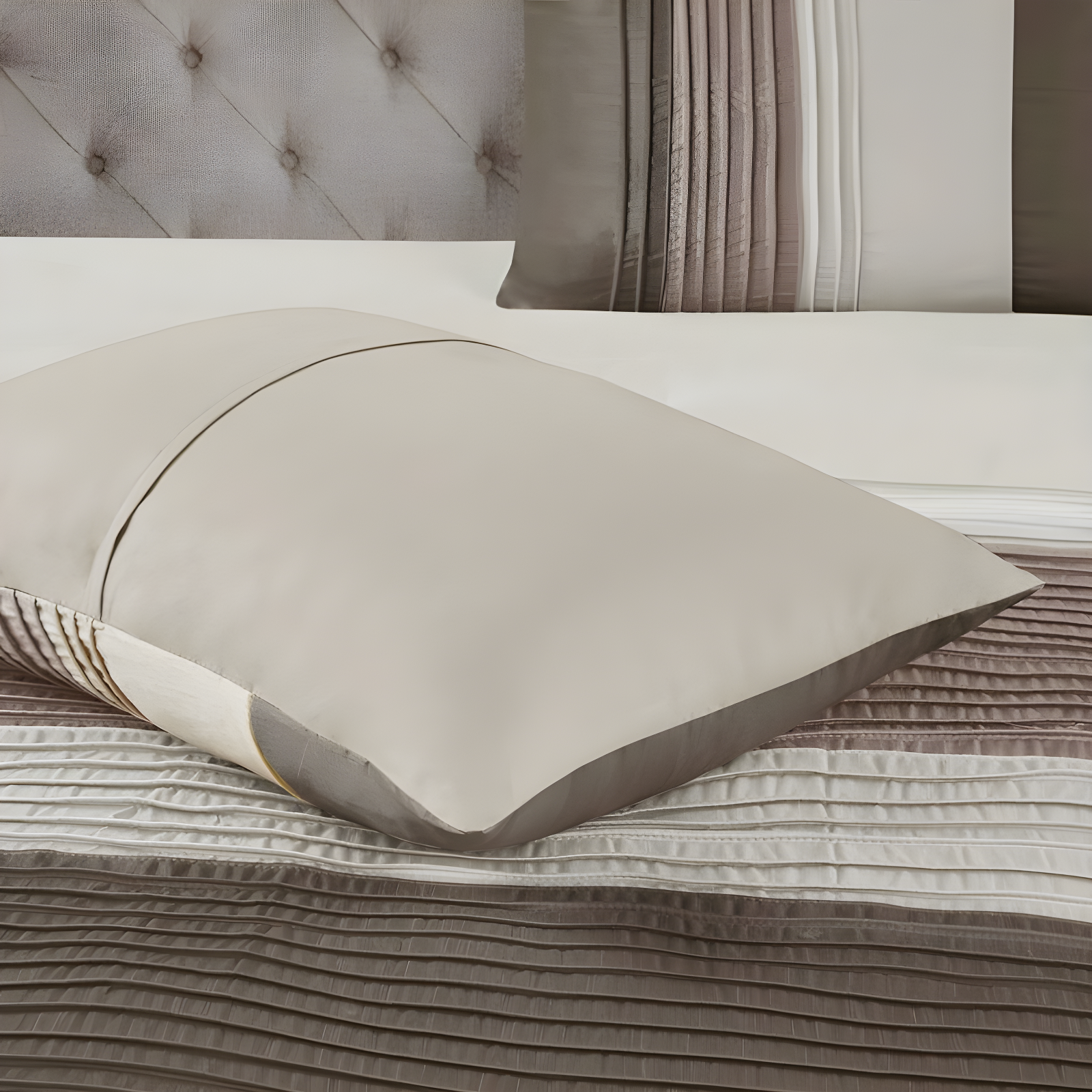 Madison Park Amherst 7 Piece Striped and Pleated Comforter Set