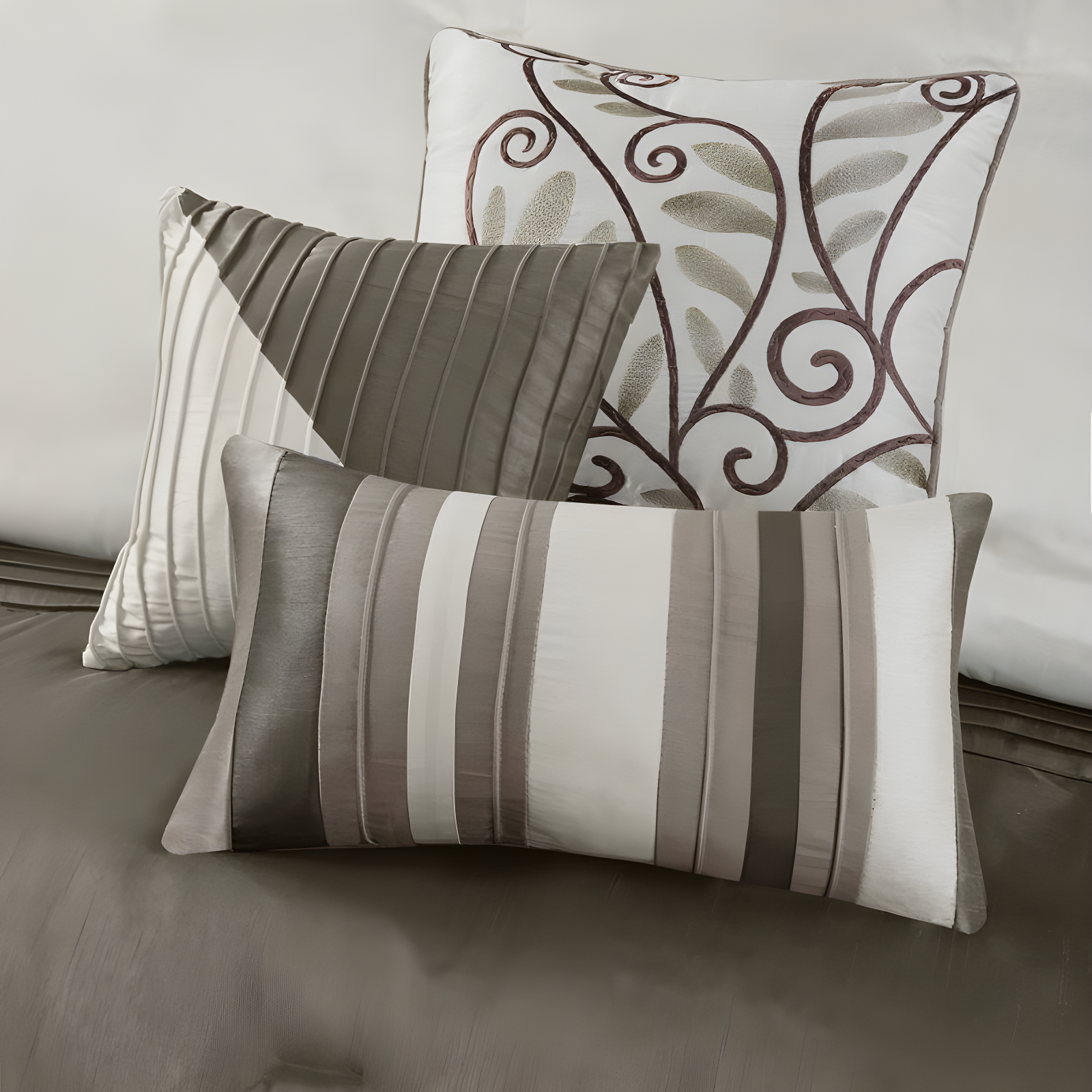 Madison Park Amherst 7 Piece Striped and Pleated Comforter Set