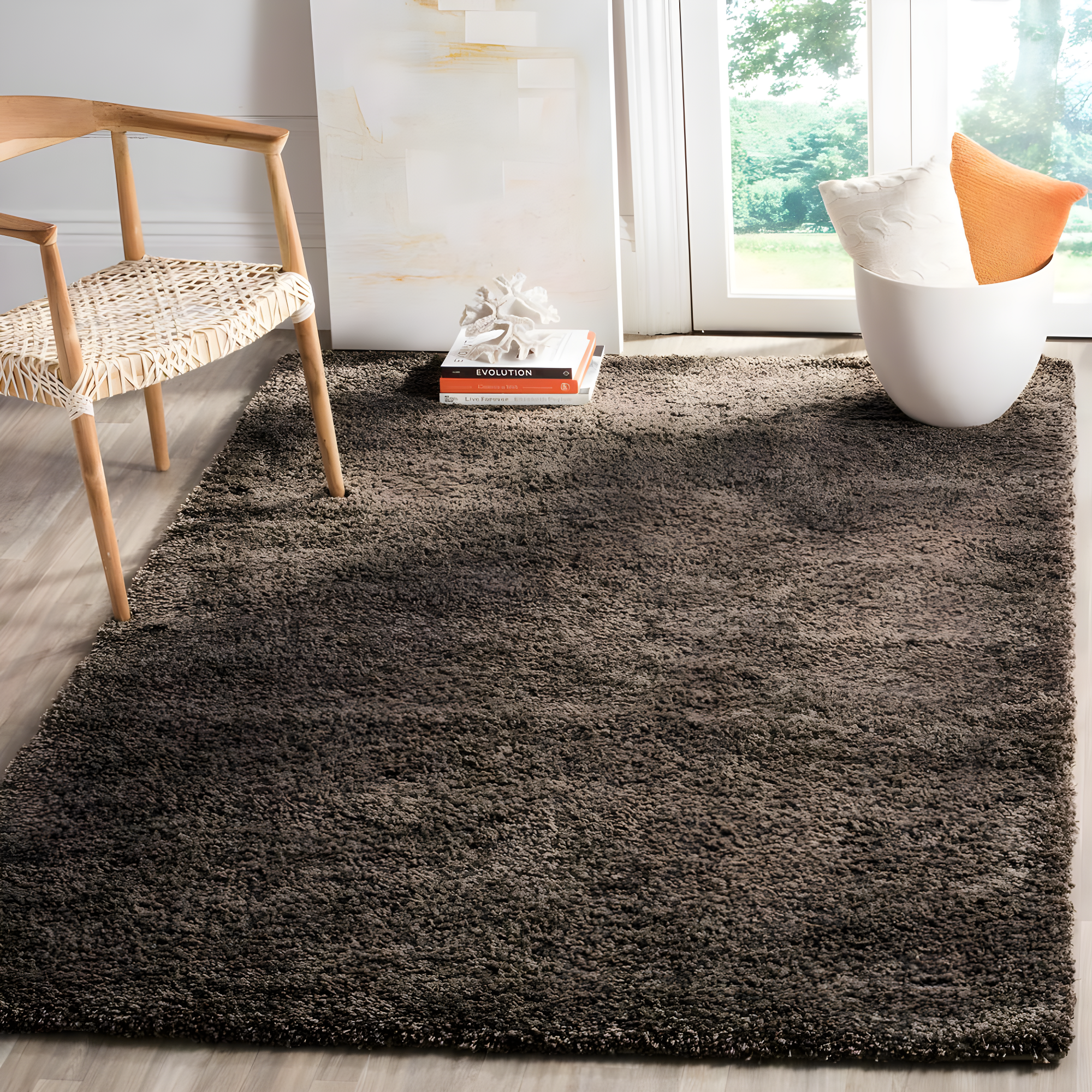 Shag SG151 Power Loomed Indoor Area Rug - Mushroom - 4'x6' - Safavieh.