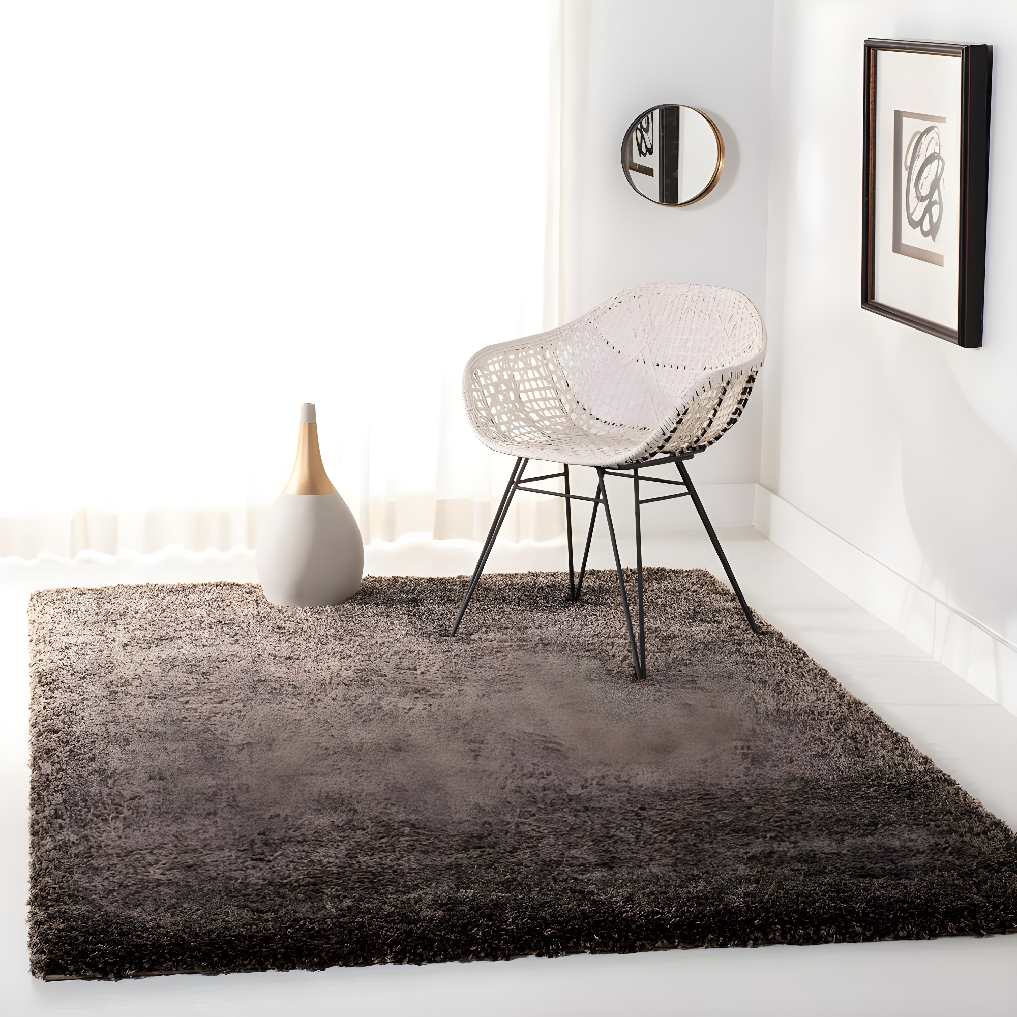 Shag SG151 Power Loomed Indoor Area Rug - Mushroom - 4'x6' - Safavieh.