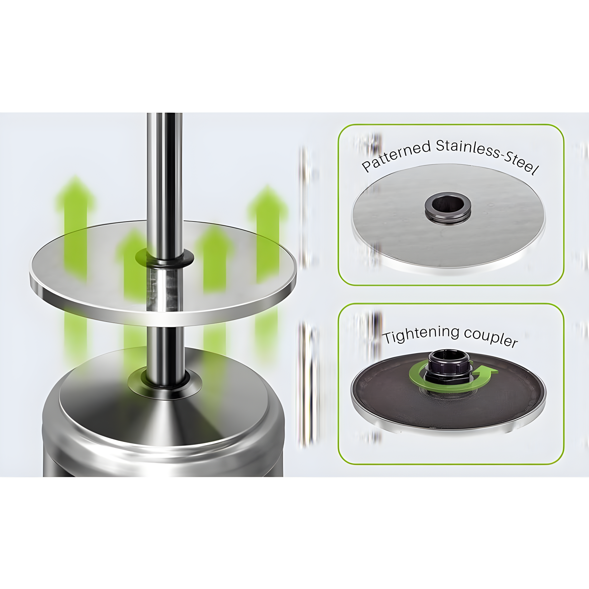 Fire Sense Fire Sense Adjustable Table for Patio Heater Stainless Steel Construction, Fits heaters with 2-1/2” Diameter Posts-16" Diameter